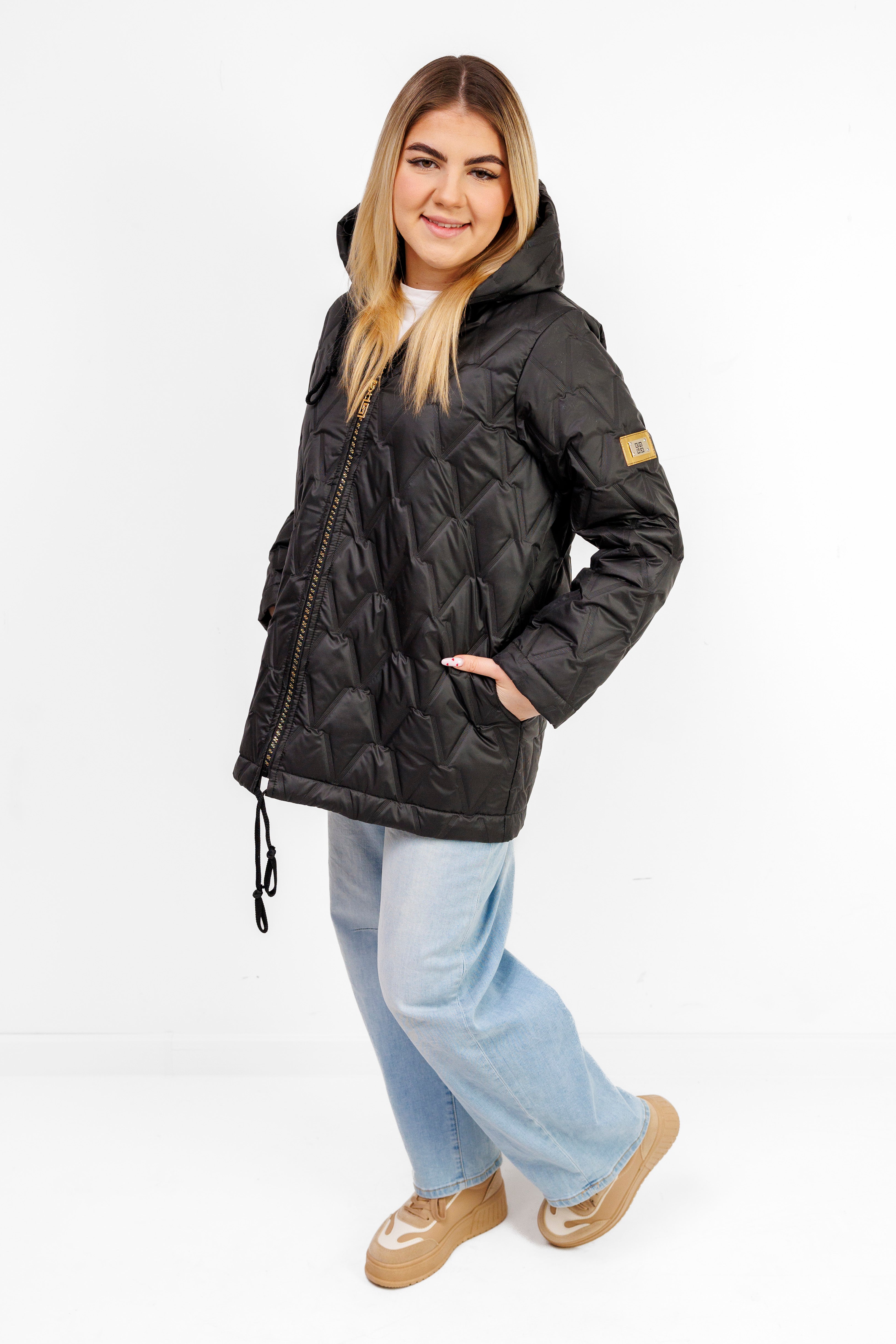 Kurtka Damska Regulowana Sznurkami Polska Produkcja Duże Rozmiary Czarny