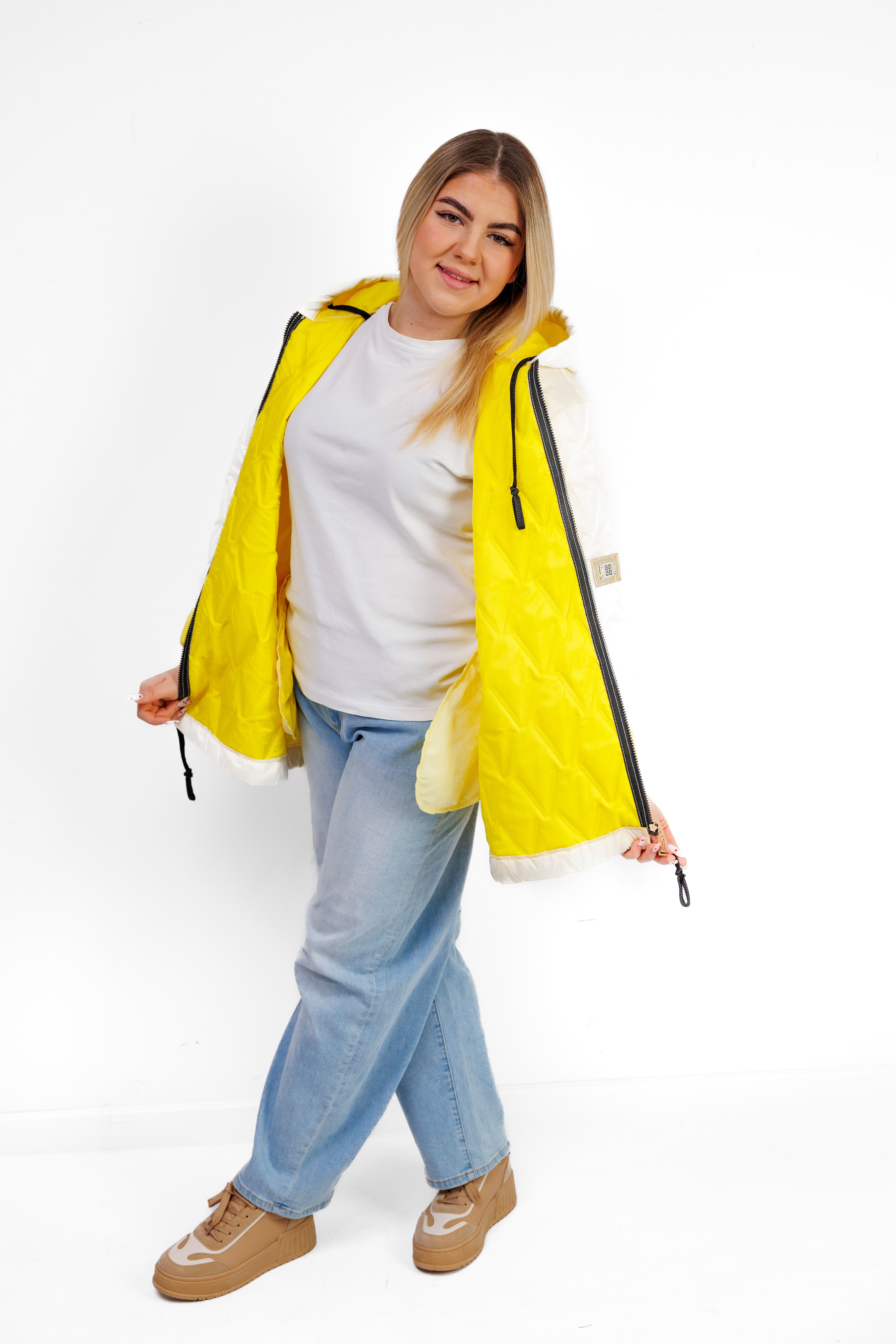 Kurtka Damska Regulowana Sznurkami Polska Produkcja Duże Rozmiary Żółty