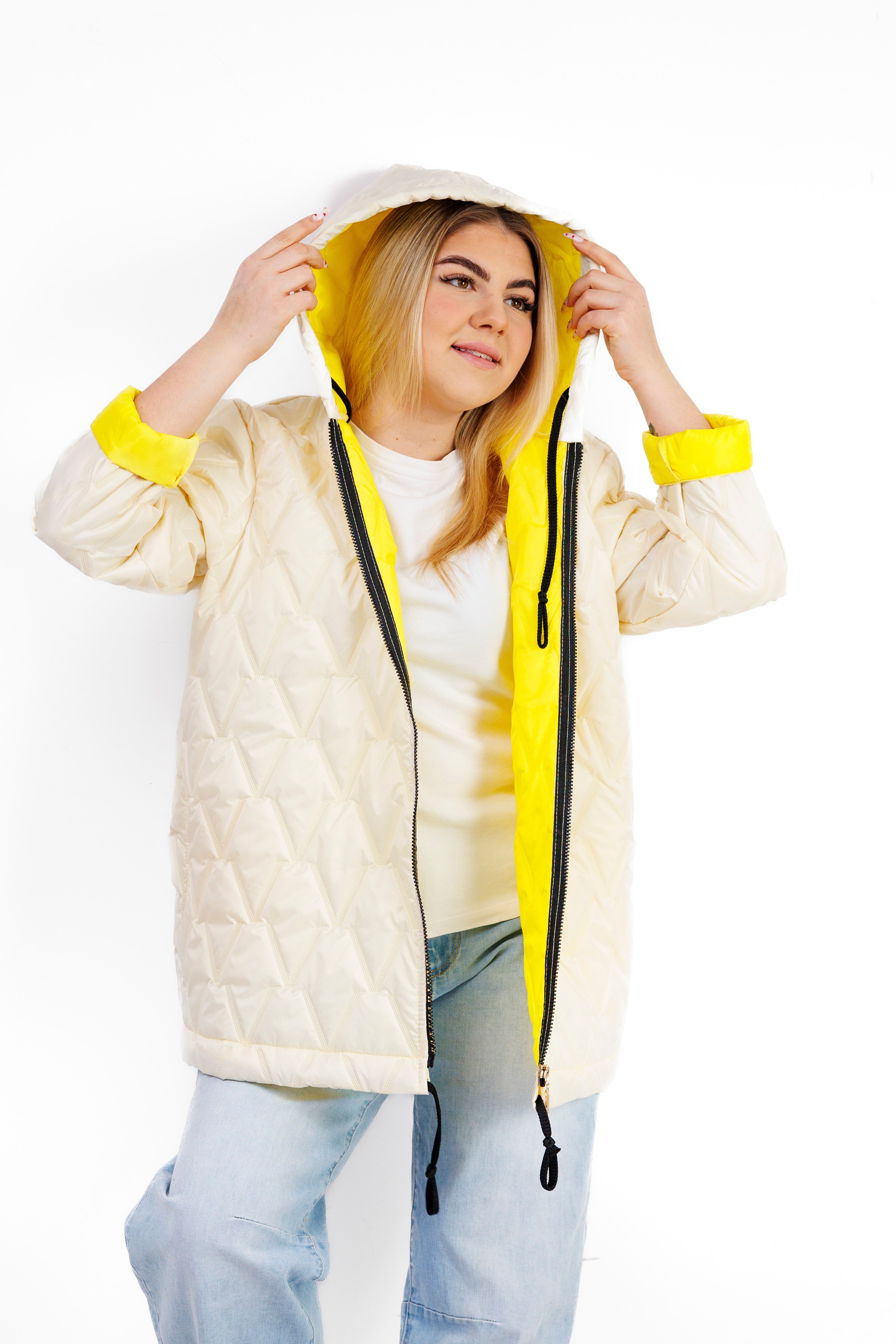 Kurtka Damska Regulowana Sznurkami Polska Produkcja Duże Rozmiary Żółty