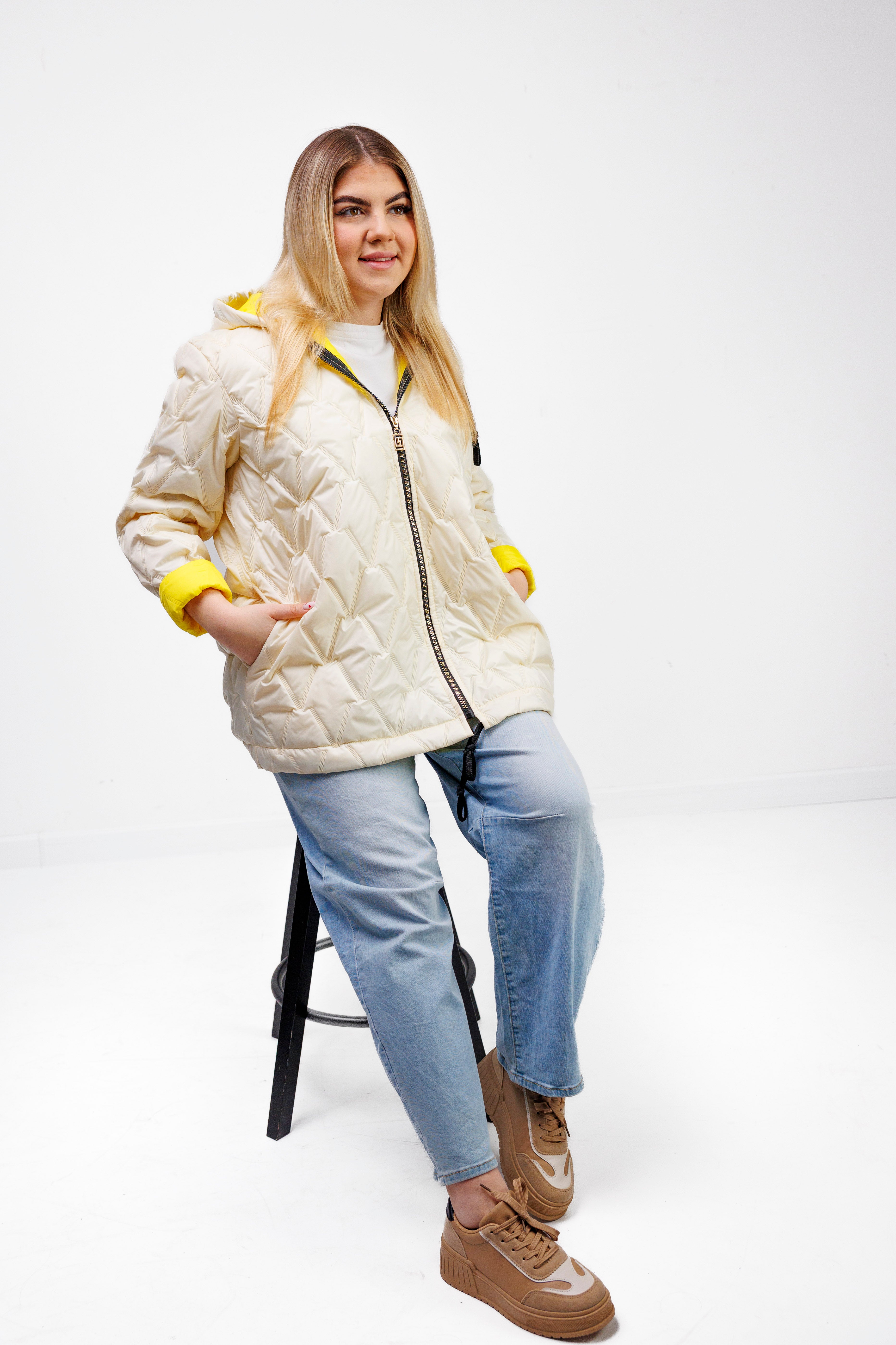 Kurtka Damska Regulowana Sznurkami Polska Produkcja Duże Rozmiary Żółty