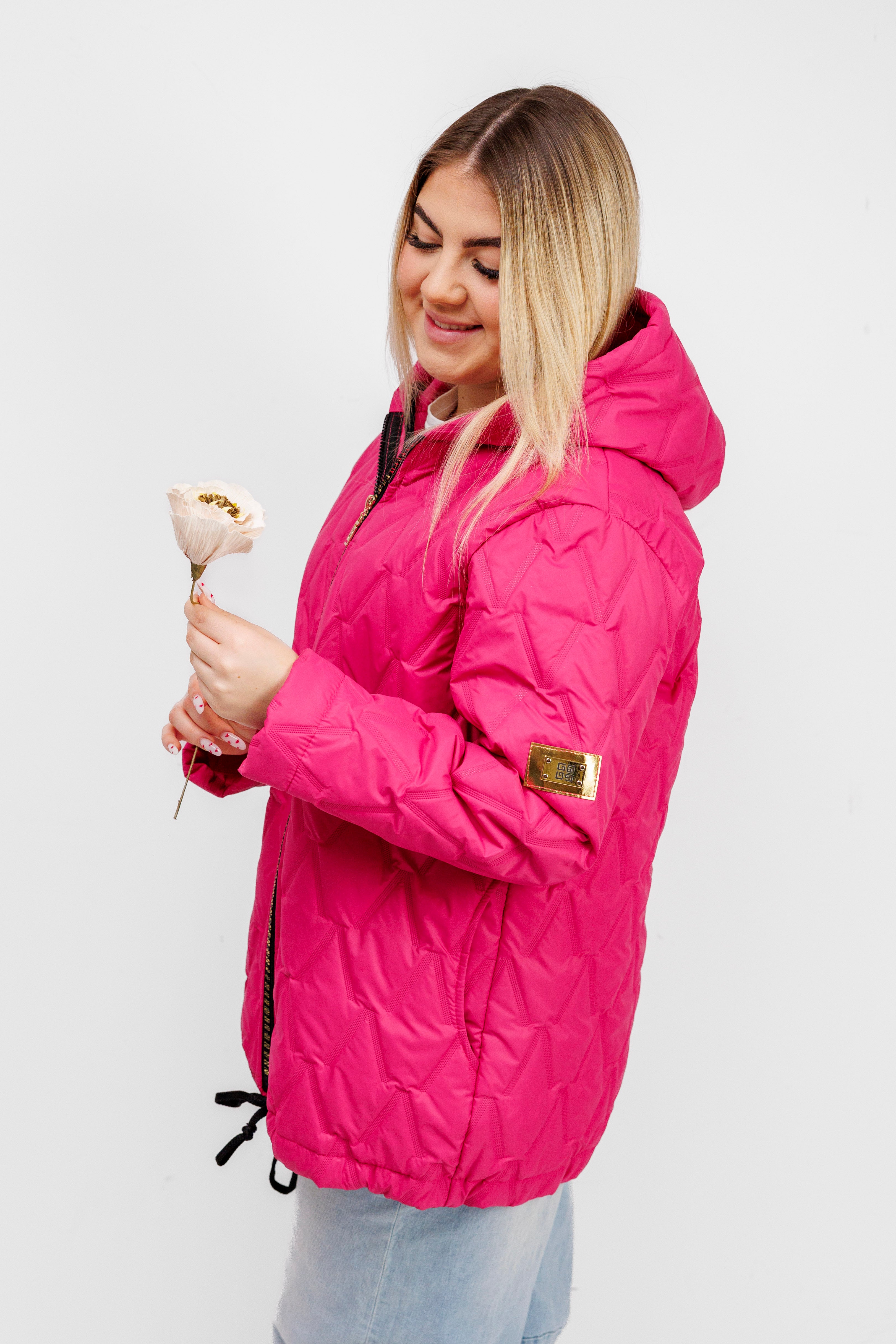 Kurtka Damska Regulowana Sznurkami Polska Produkcja Duże Rozmiary Fuksja