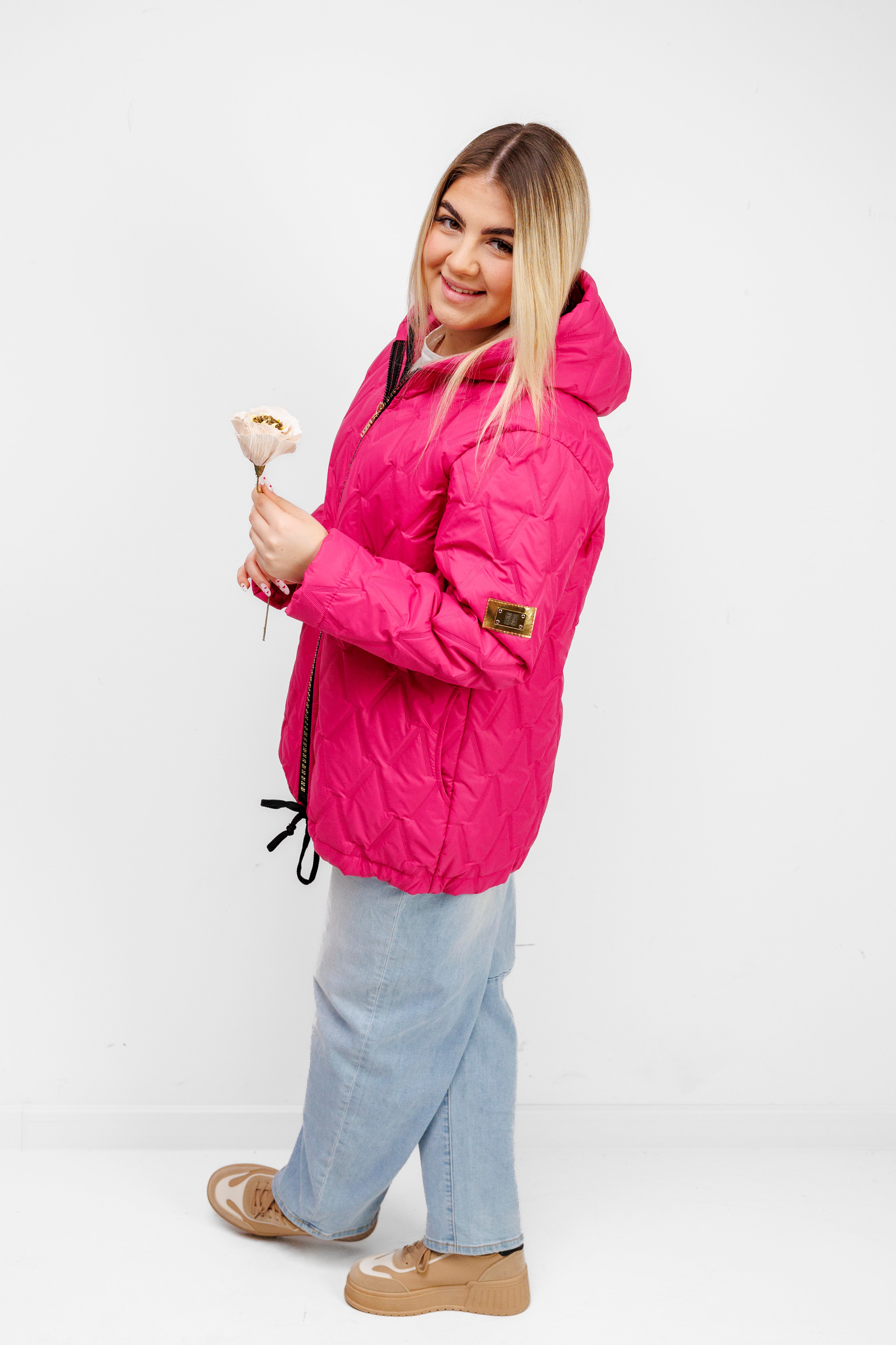 Kurtka Damska Regulowana Sznurkami Polska Produkcja Duże Rozmiary Fuksja
