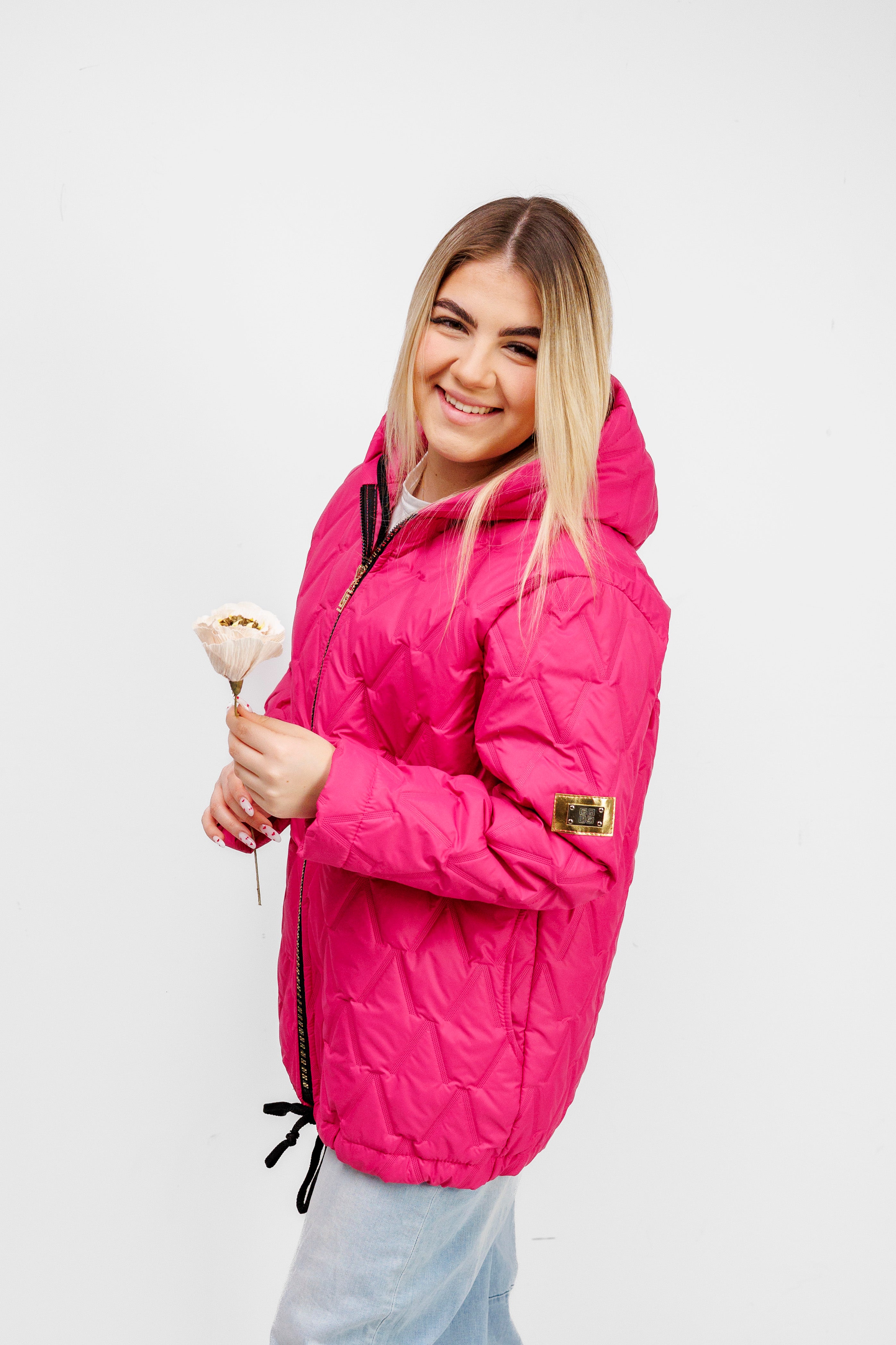 Kurtka Damska Regulowana Sznurkami Polska Produkcja Duże Rozmiary Fuksja