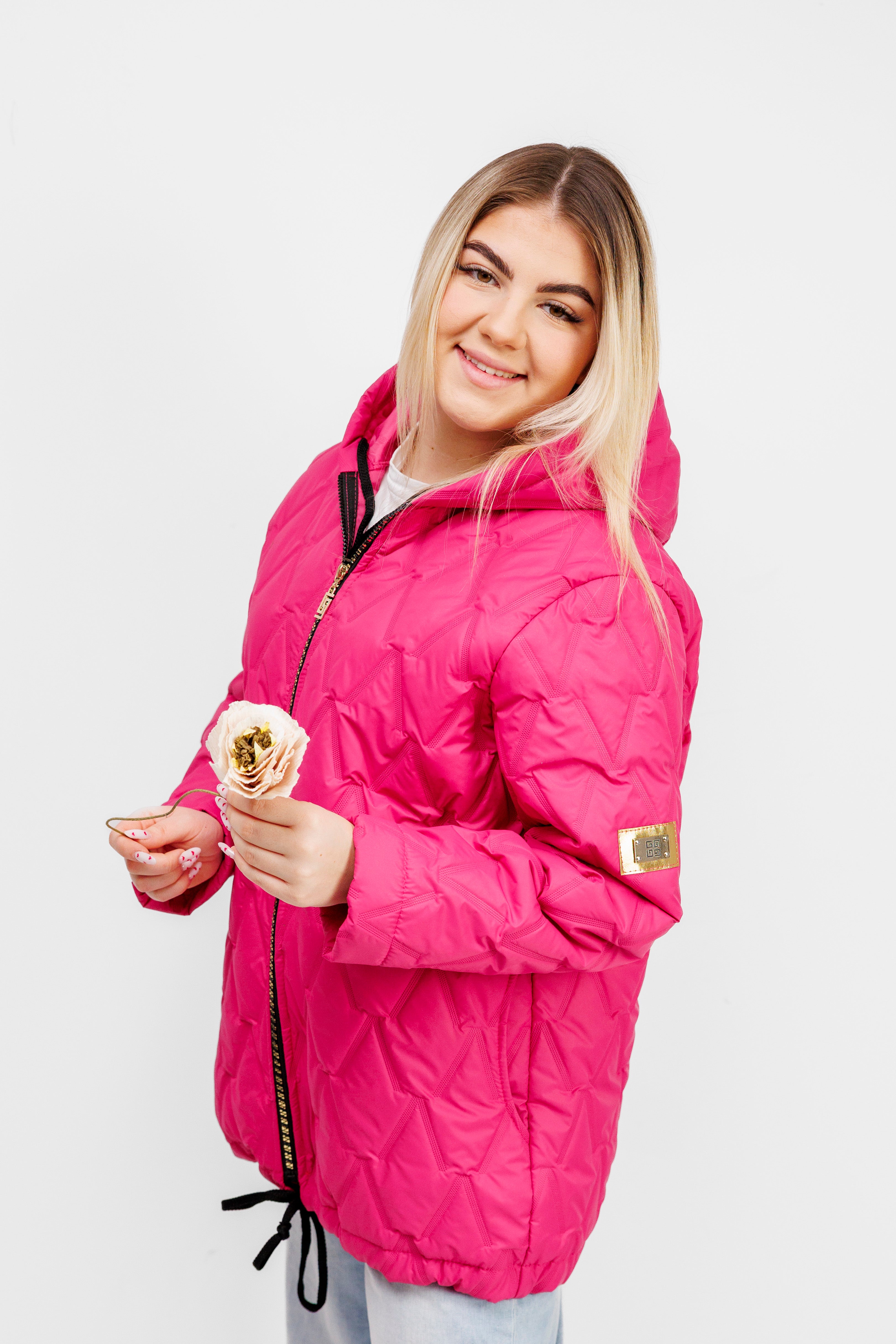 Kurtka Damska Regulowana Sznurkami Polska Produkcja Duże Rozmiary Fuksja