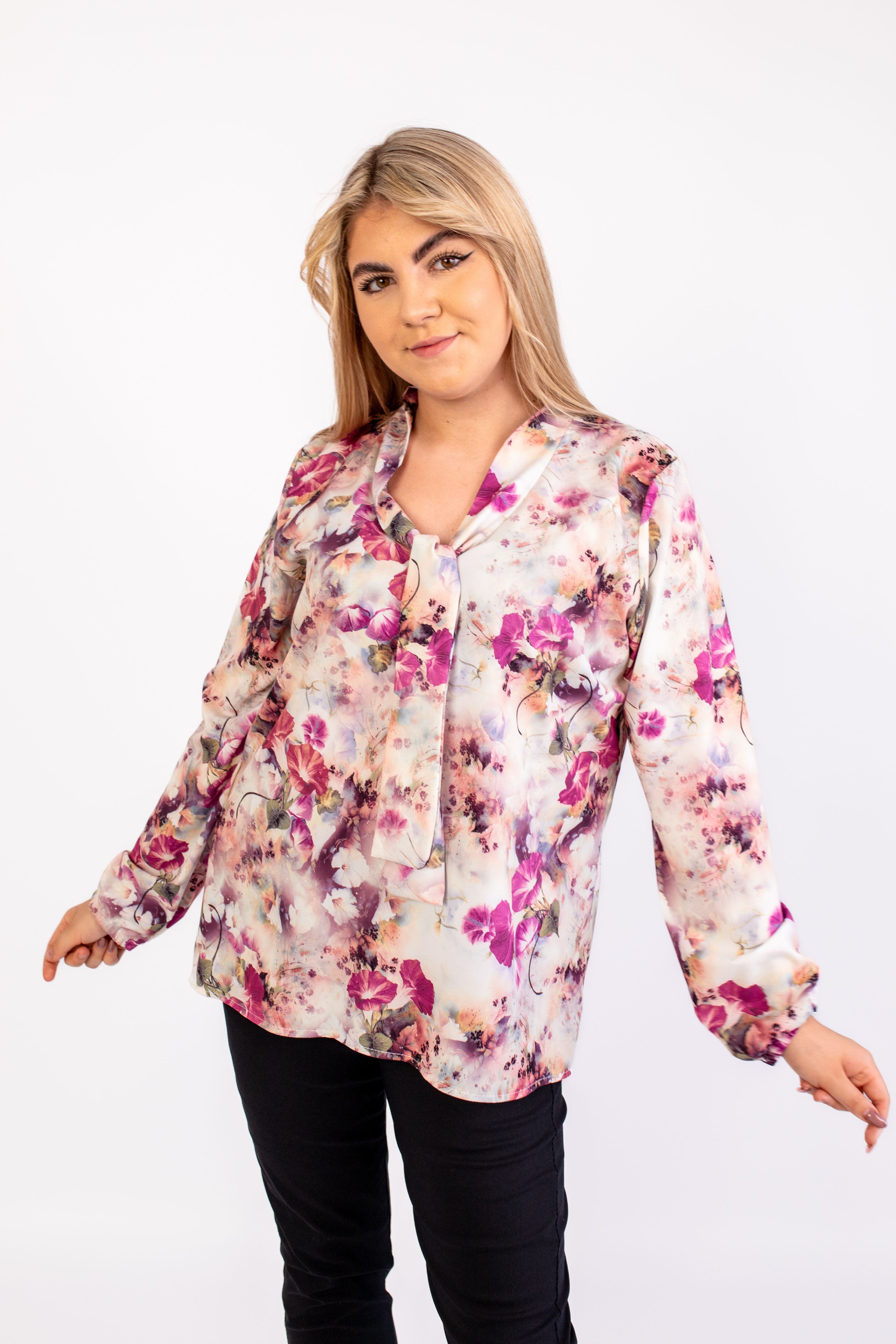 Elegancka modna szykowna bluzka z krawatem Wzór 3