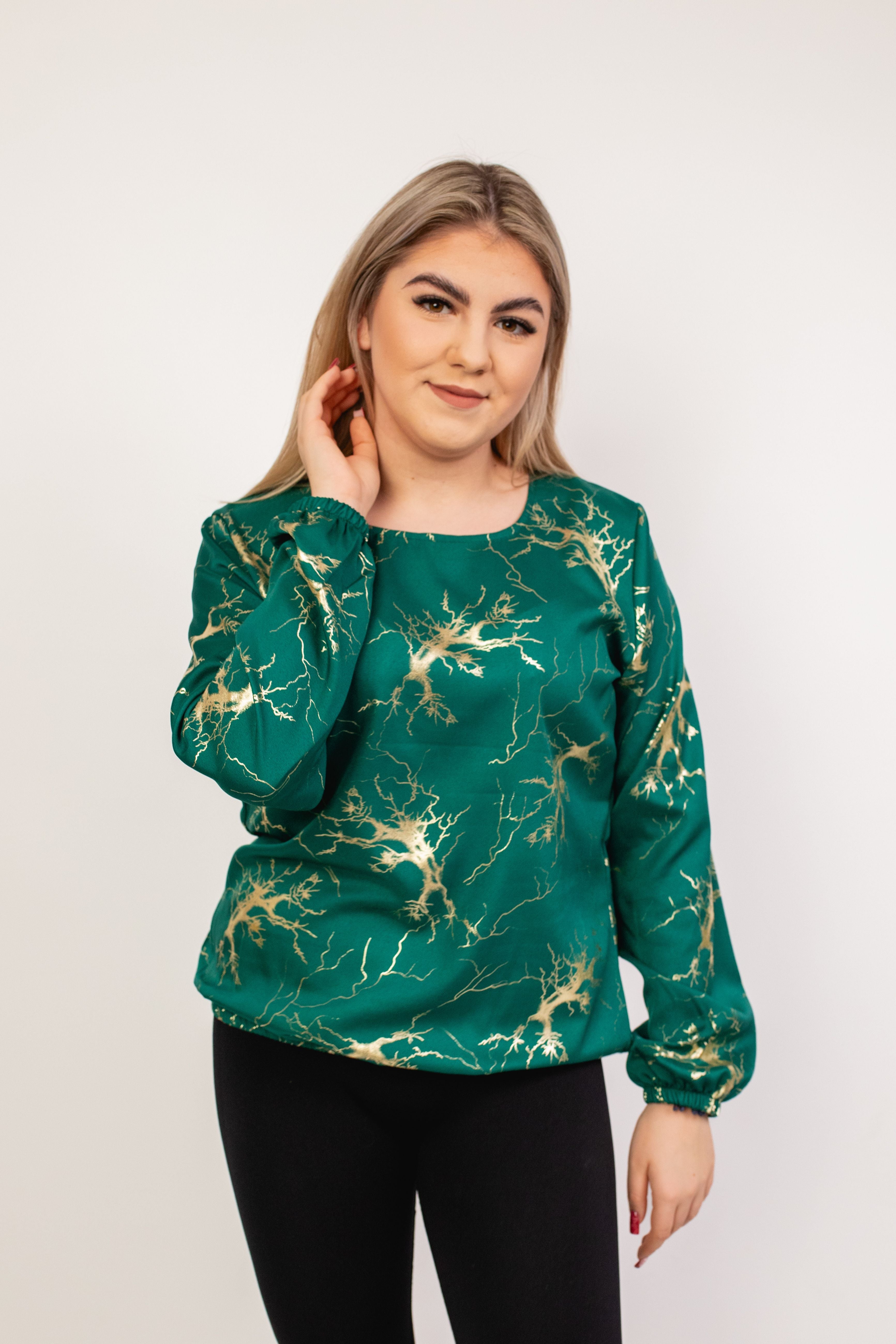 Elegancka wygodna bluzka z długim rękawem Butelka