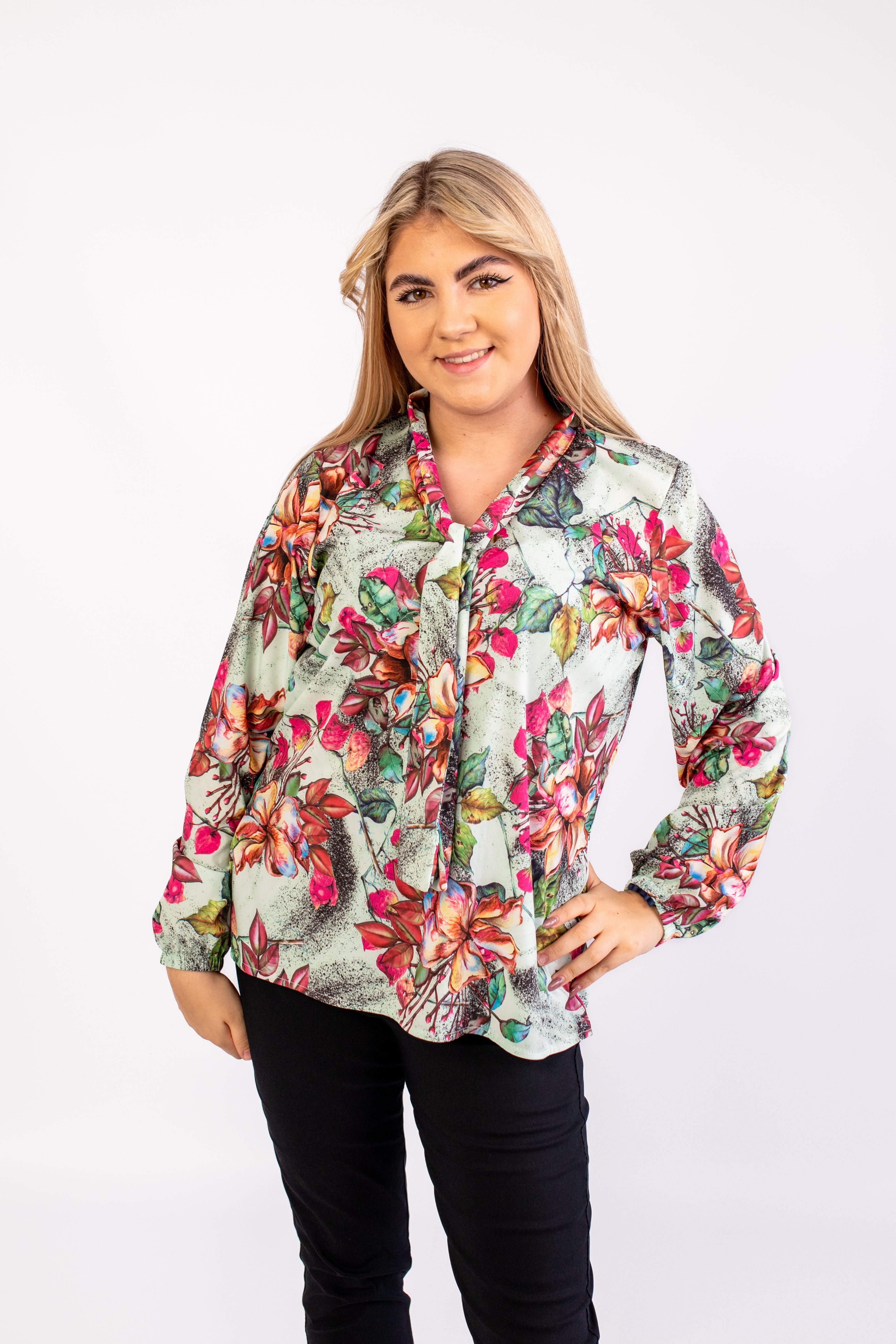 Elegancka modna szykowna bluzka z krawatem Wzór 4