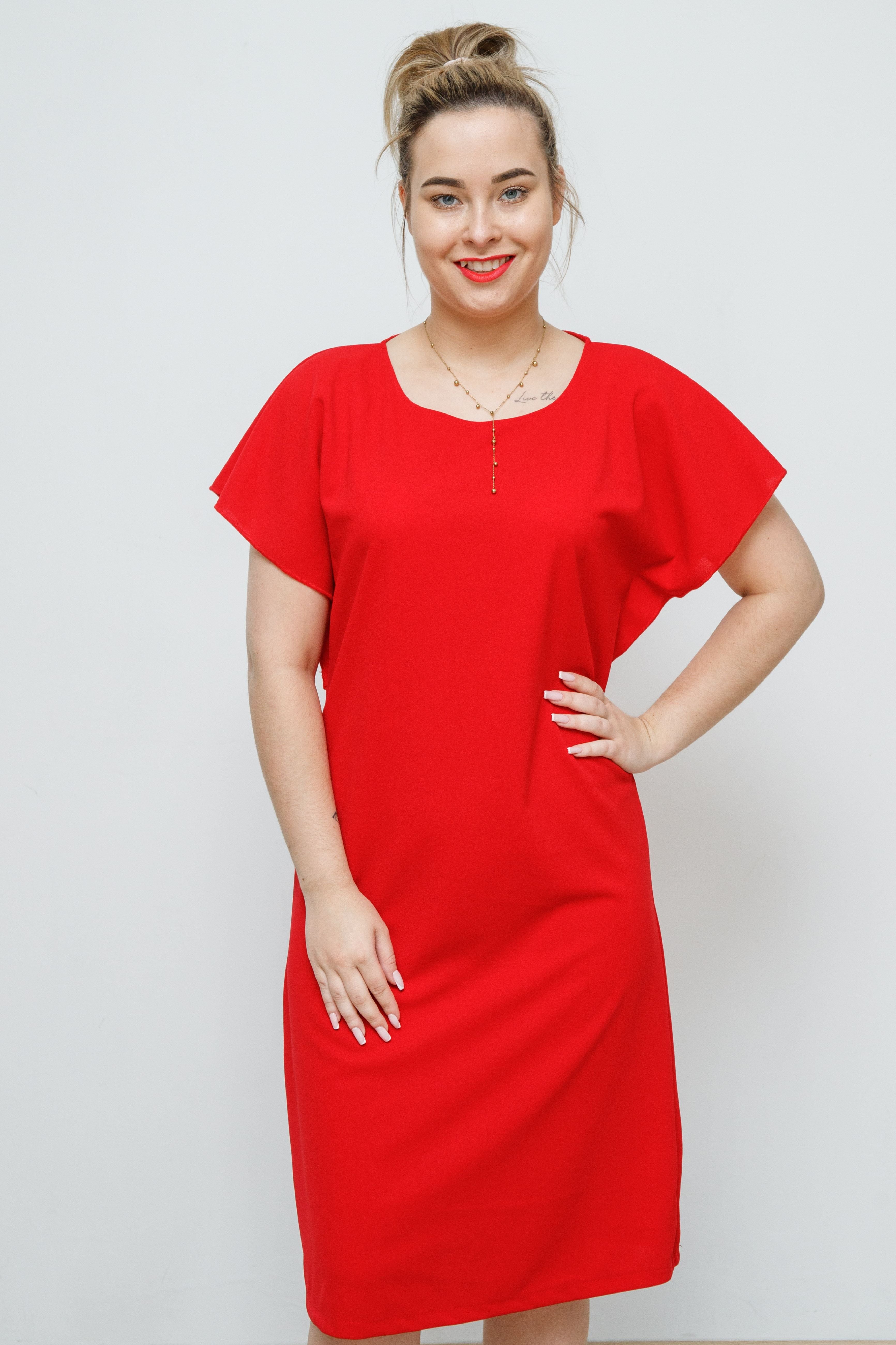 Modna  kobieca gustowna sukienka Czerwony