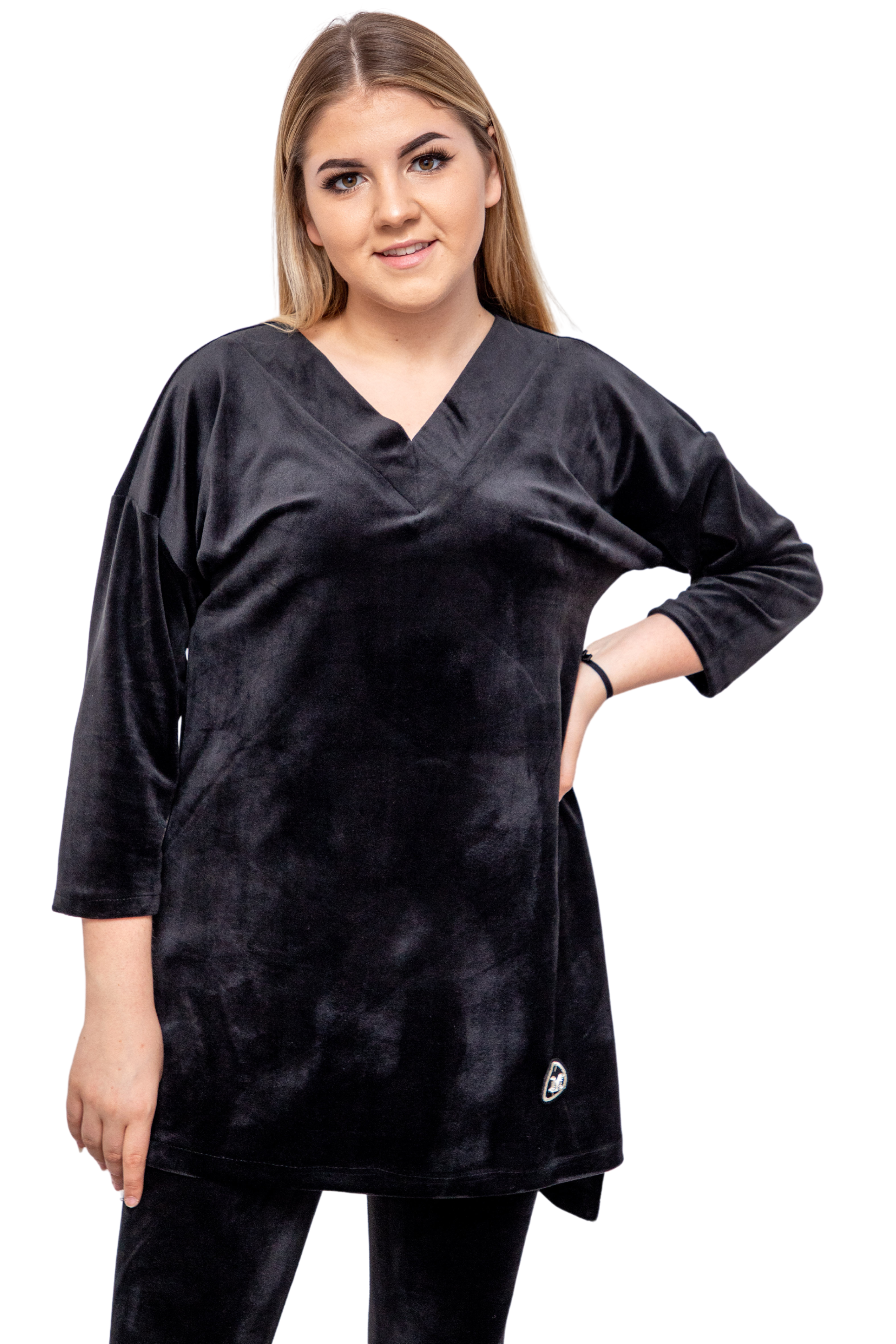Wygodny sportowy komplet damski legginsy + tunika Czarny