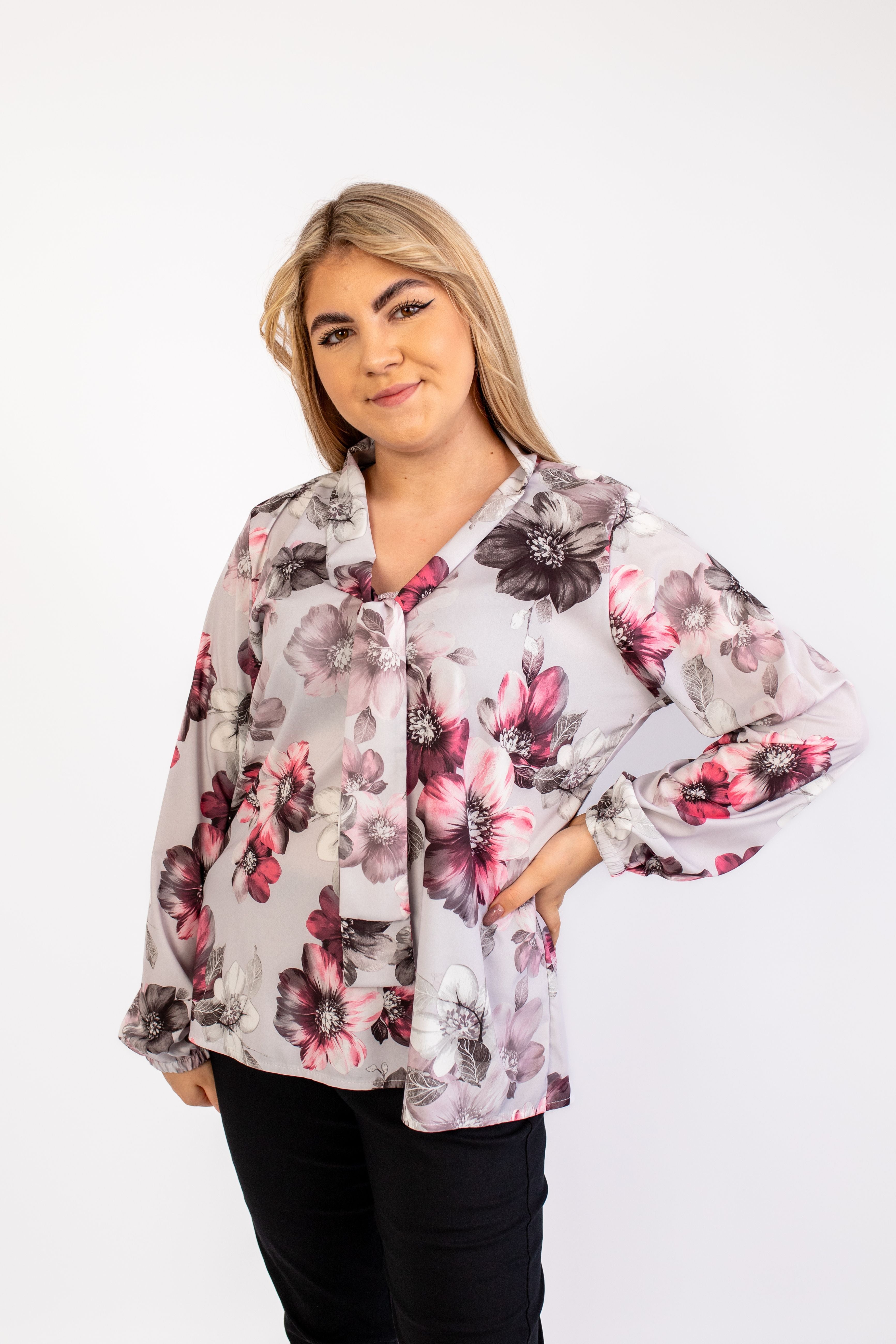 Elegancka modna szykowna bluzka z krawatem Wzór 1