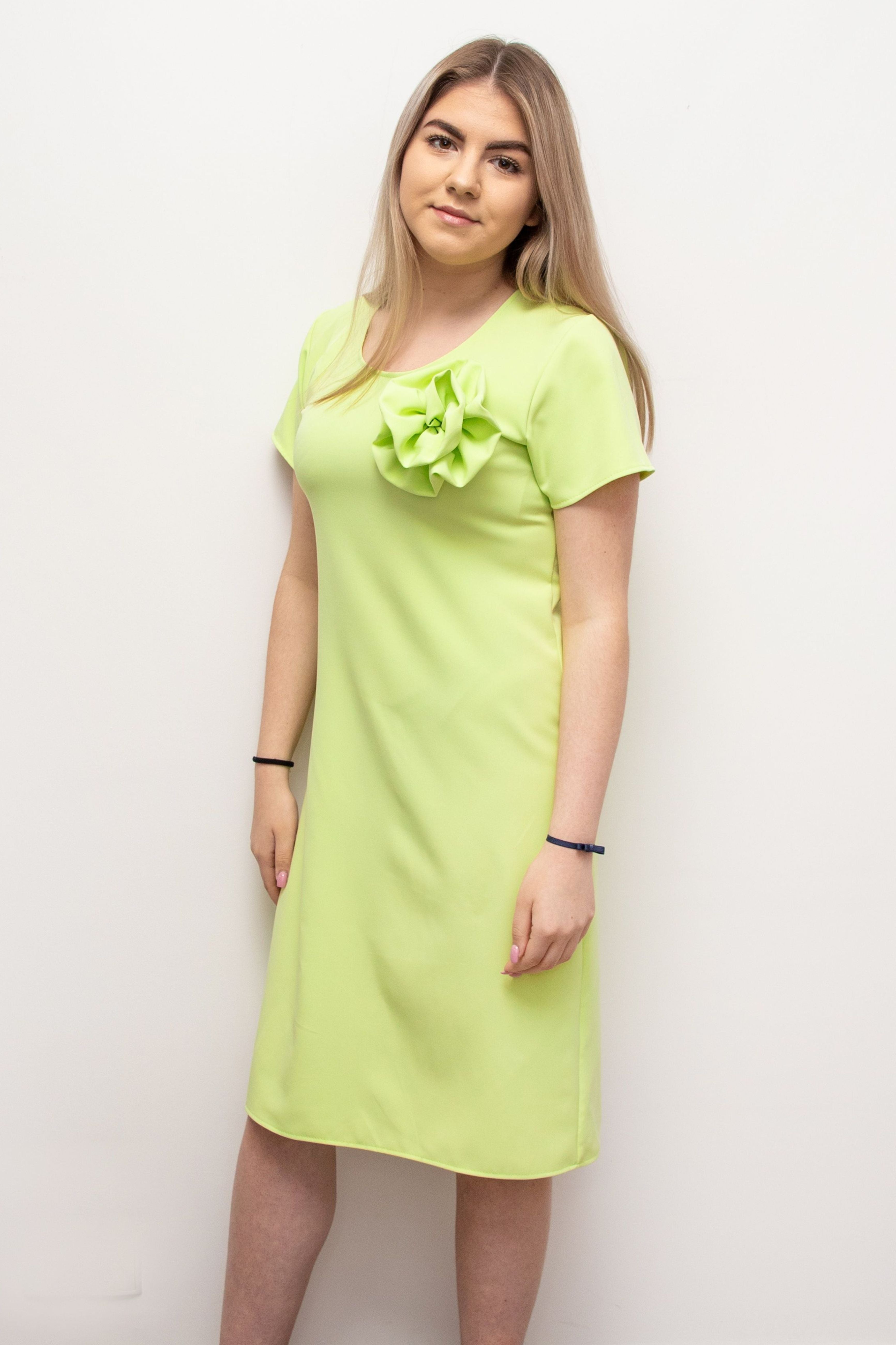 Elegancka sukienka damska z różą Limonka