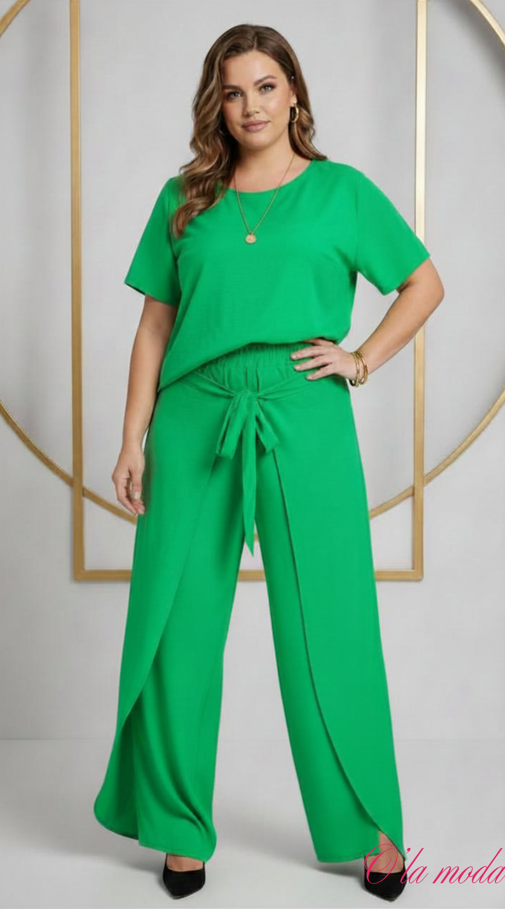 Elegancki komplet damski z szerokimi spodniami – 100% wiskozy Gucci