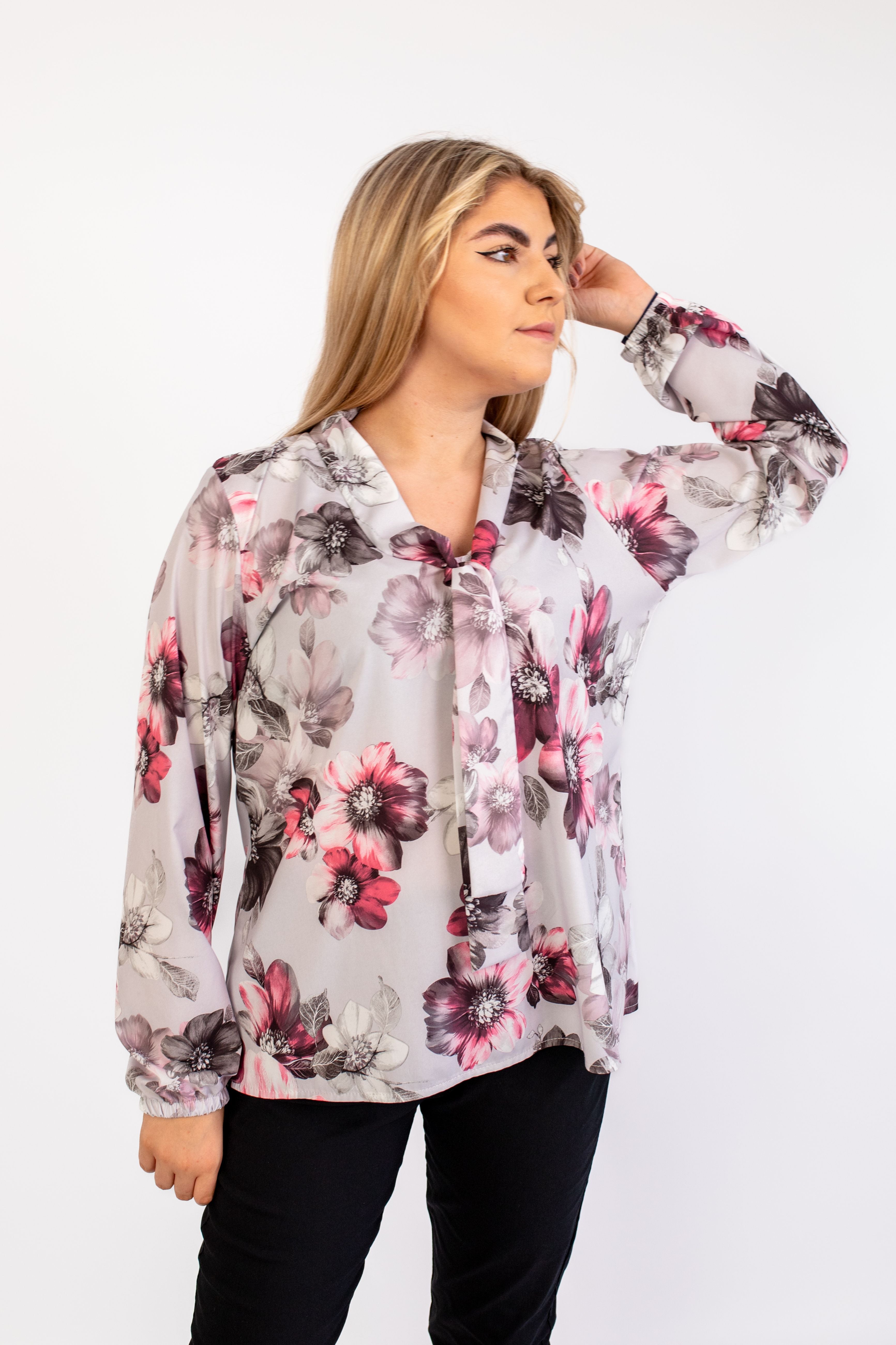 Elegancka modna szykowna bluzka z krawatem Wzór 1