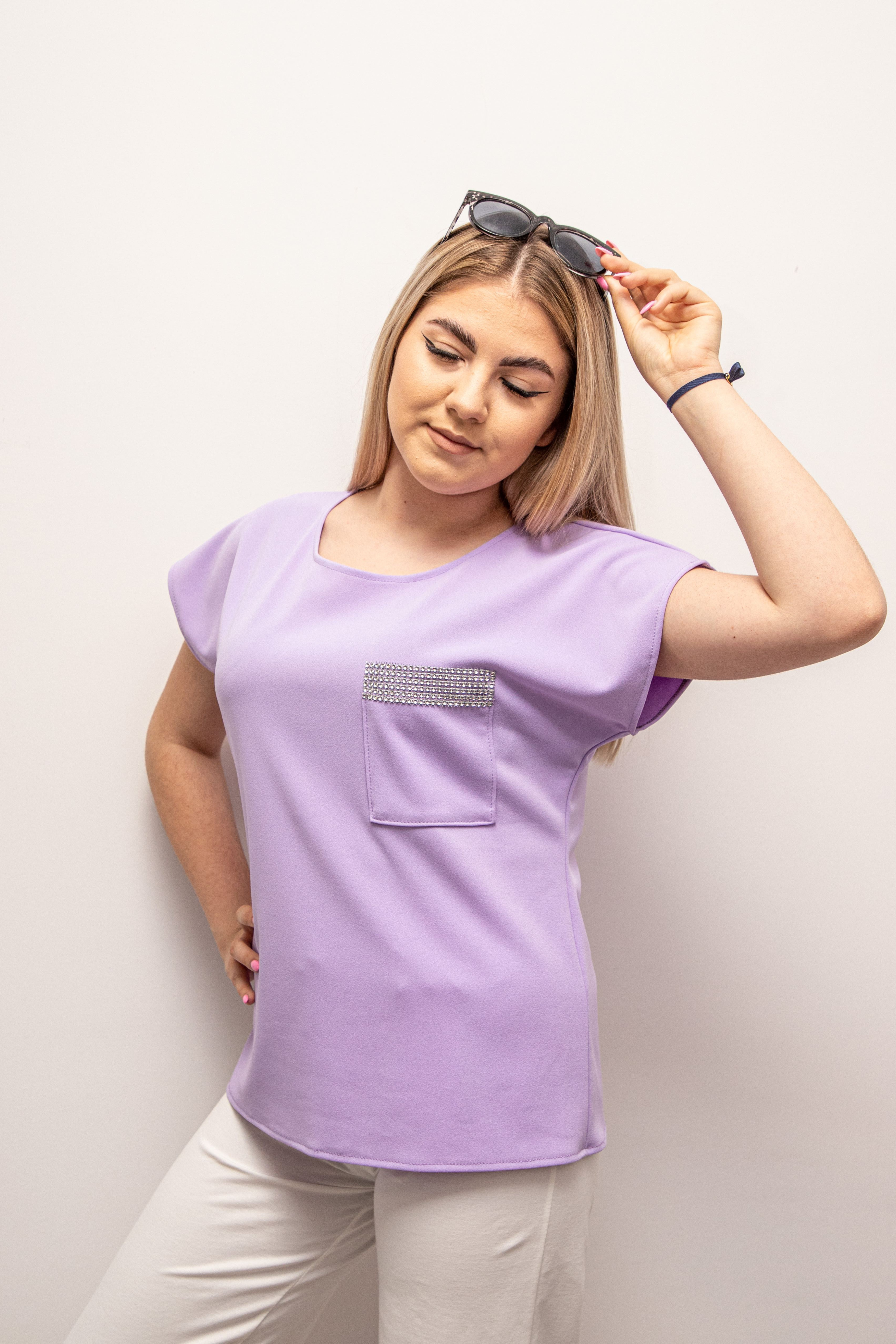 Stylowa luźna bluzka damska Fiolet