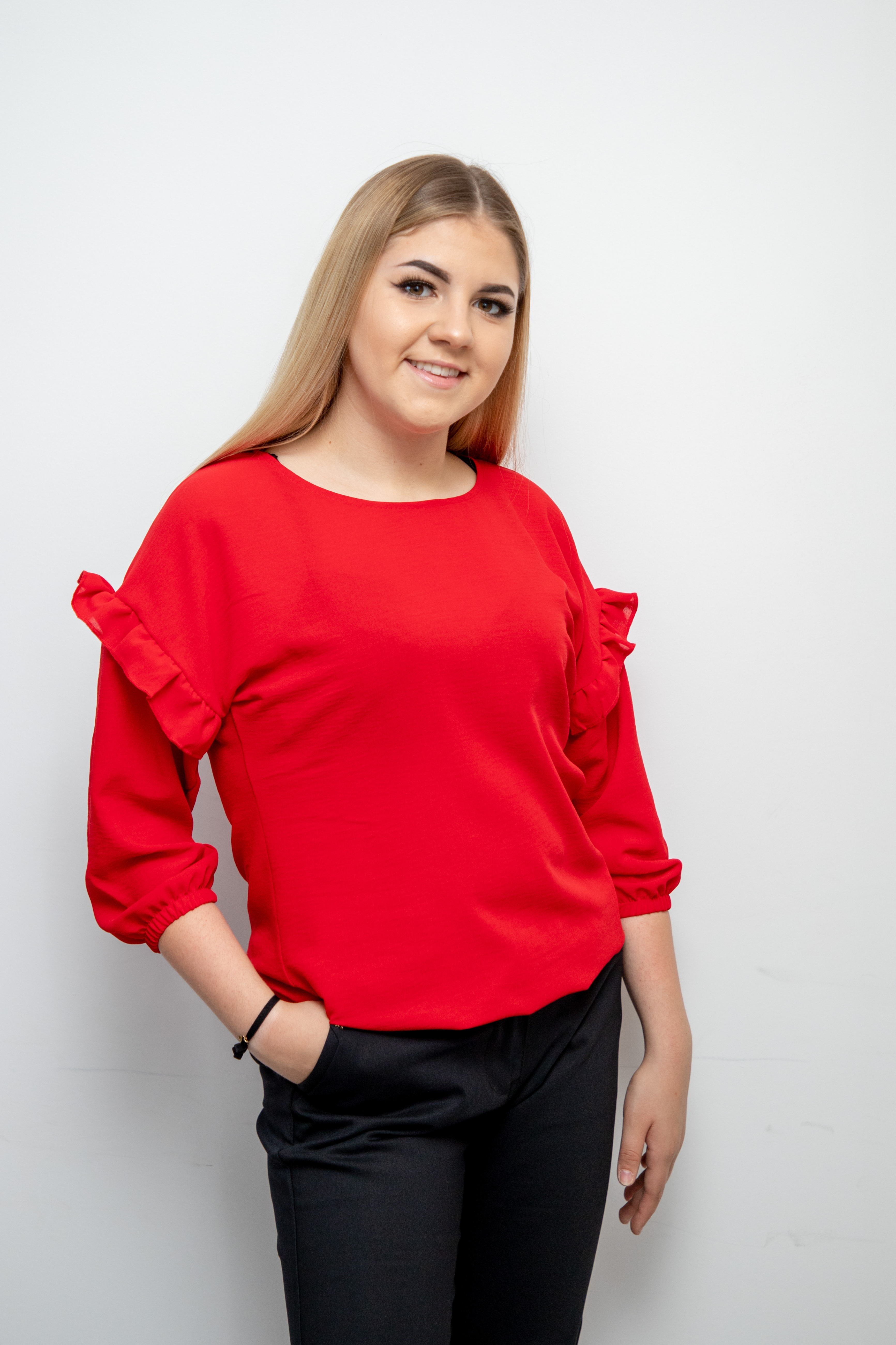Blzuka przewiewna elegancko-sportowa długi rękaw Czerwony