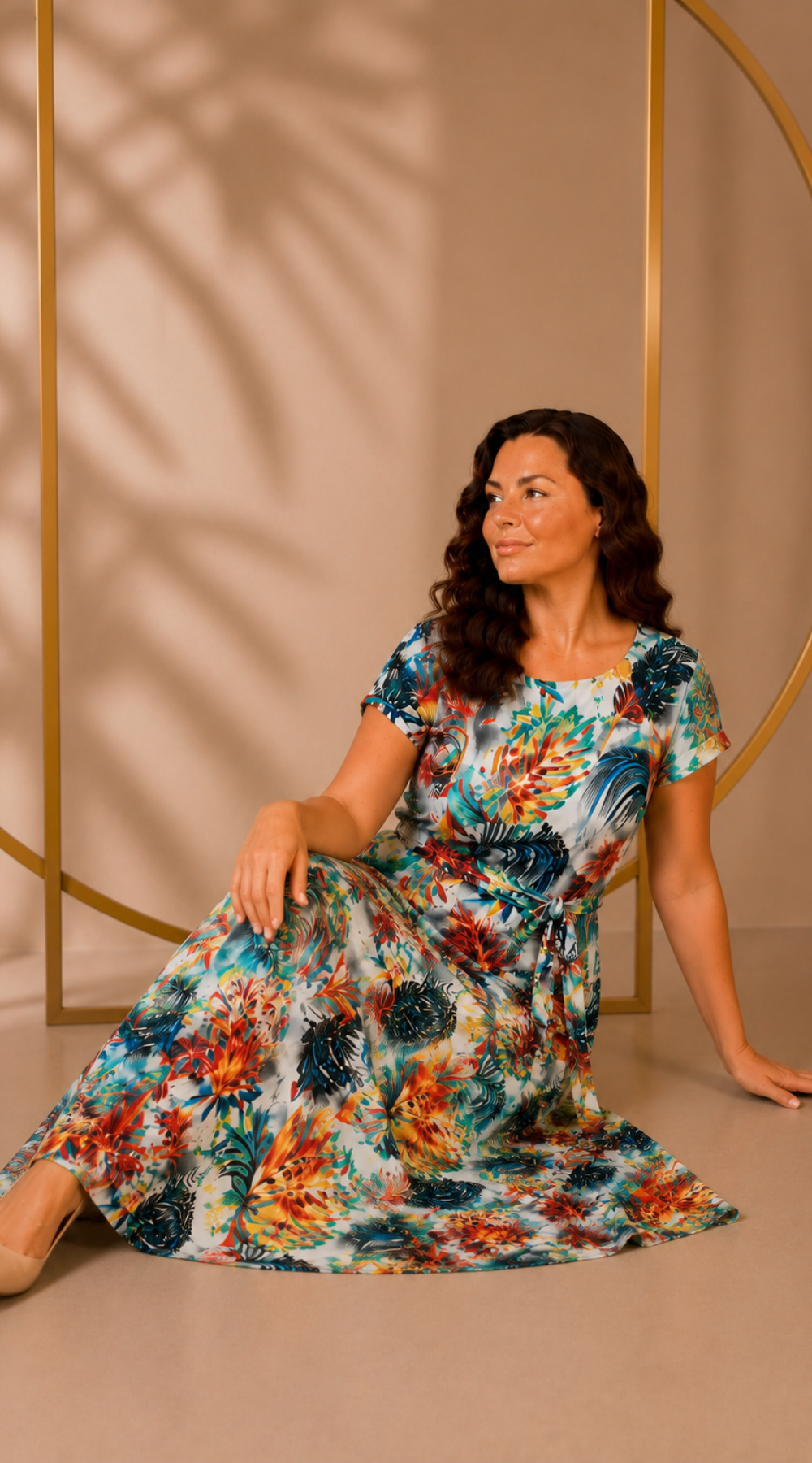 Sukienka maxi plus size z dzianinowej wiskozy – polska produkcja Wzór 5