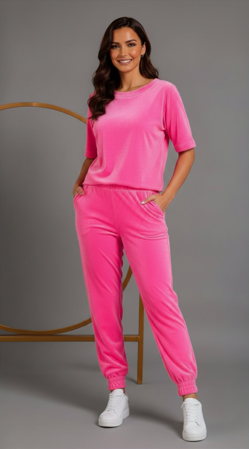 Wygodny elegancki dres damski Neonowy róż