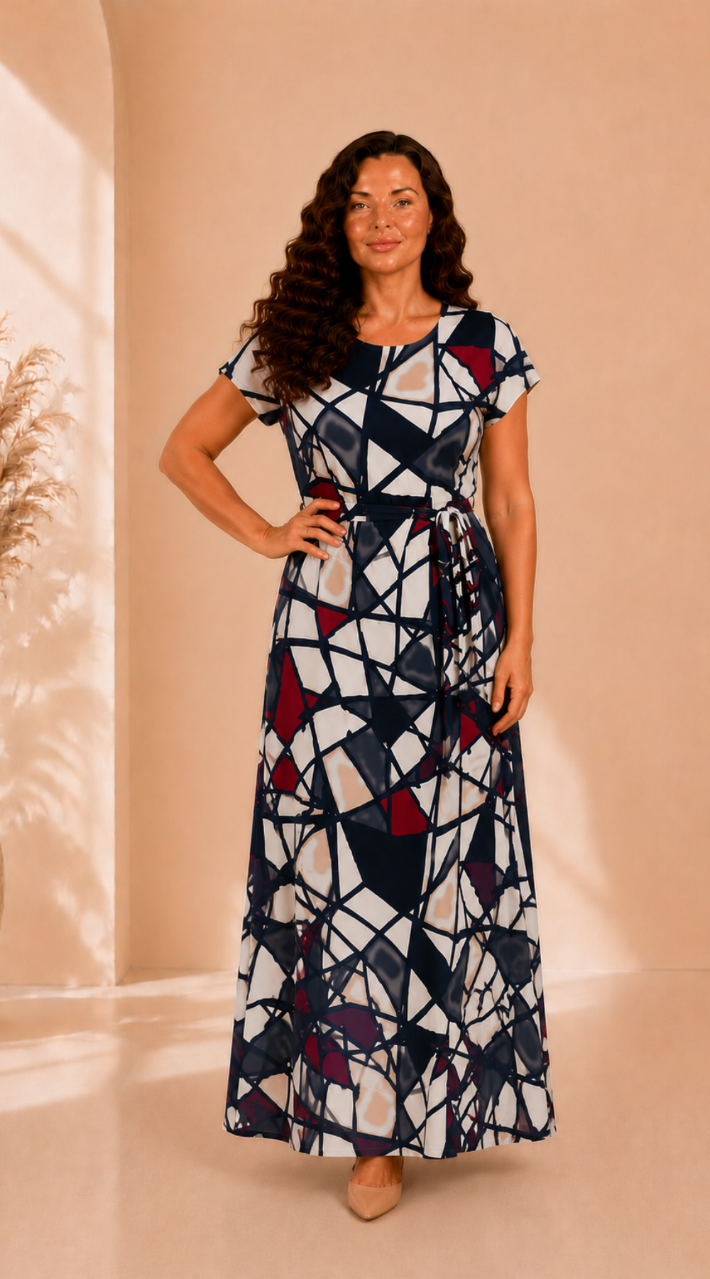 Sukienka maxi plus size z dzianinowej wiskozy – polska produkcja Wzór 10