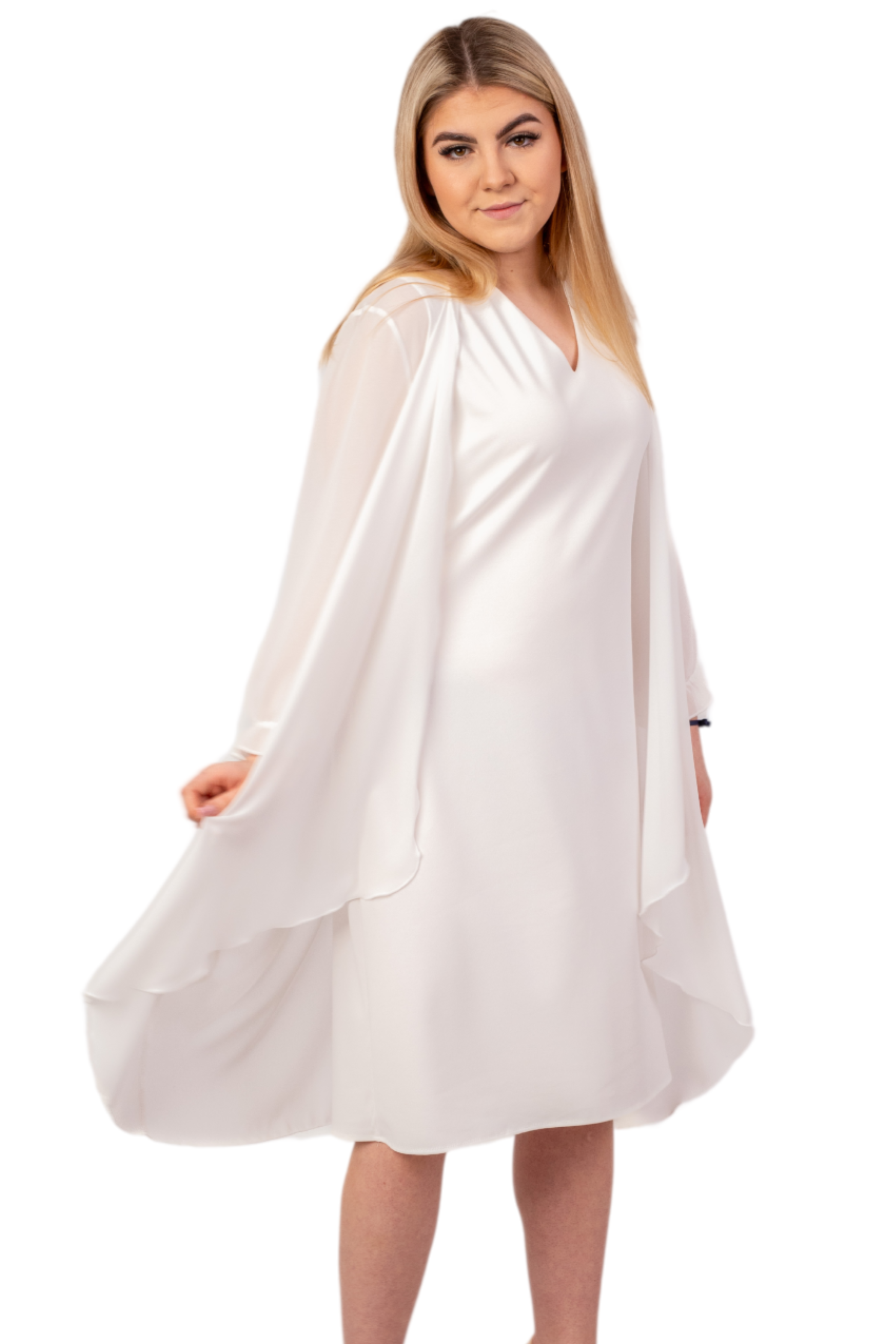 Elegancka sukienka damska (Sukienka + Narzuta) Krem