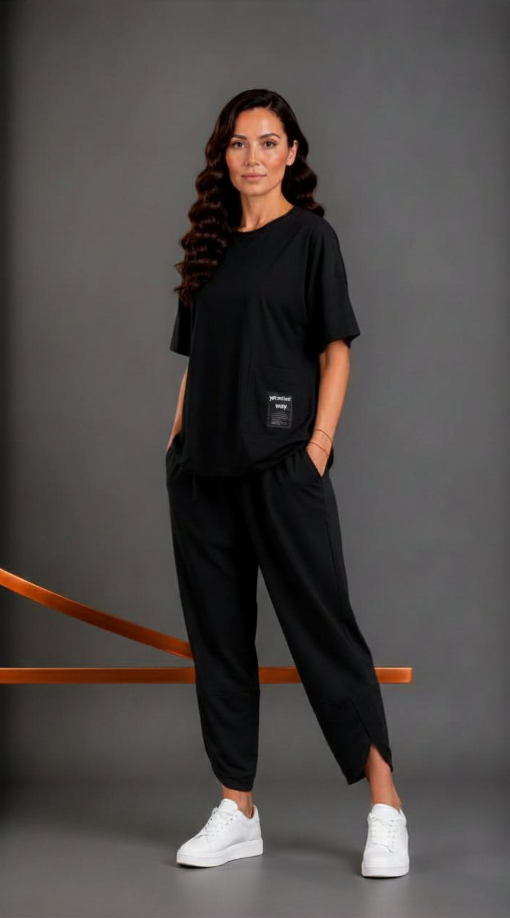 Wygodny modny dres Bluzka+Spodnie Czarny