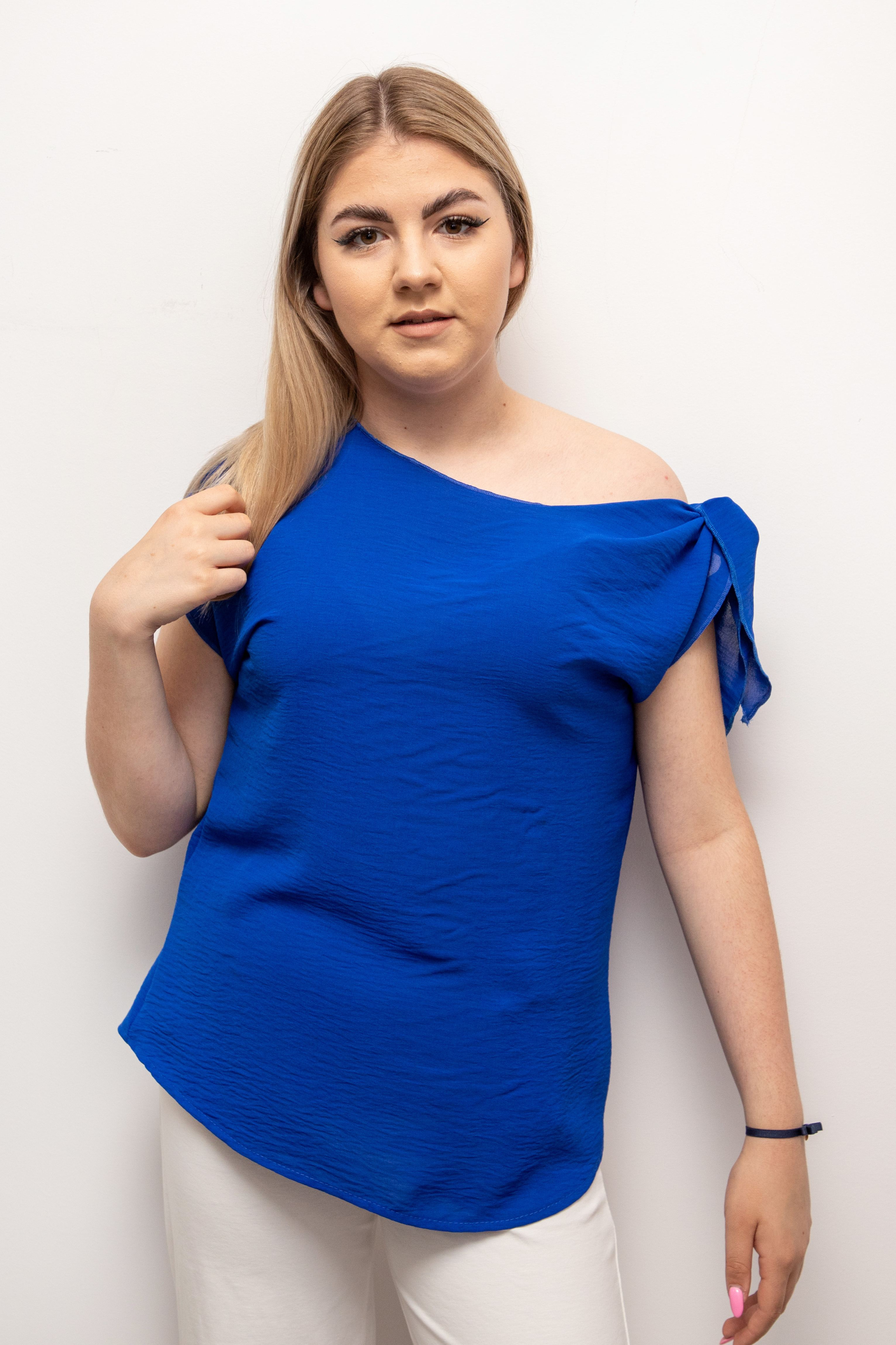 Śliczna wiosenna bluzka wiązanie krótki rękaw Chaber