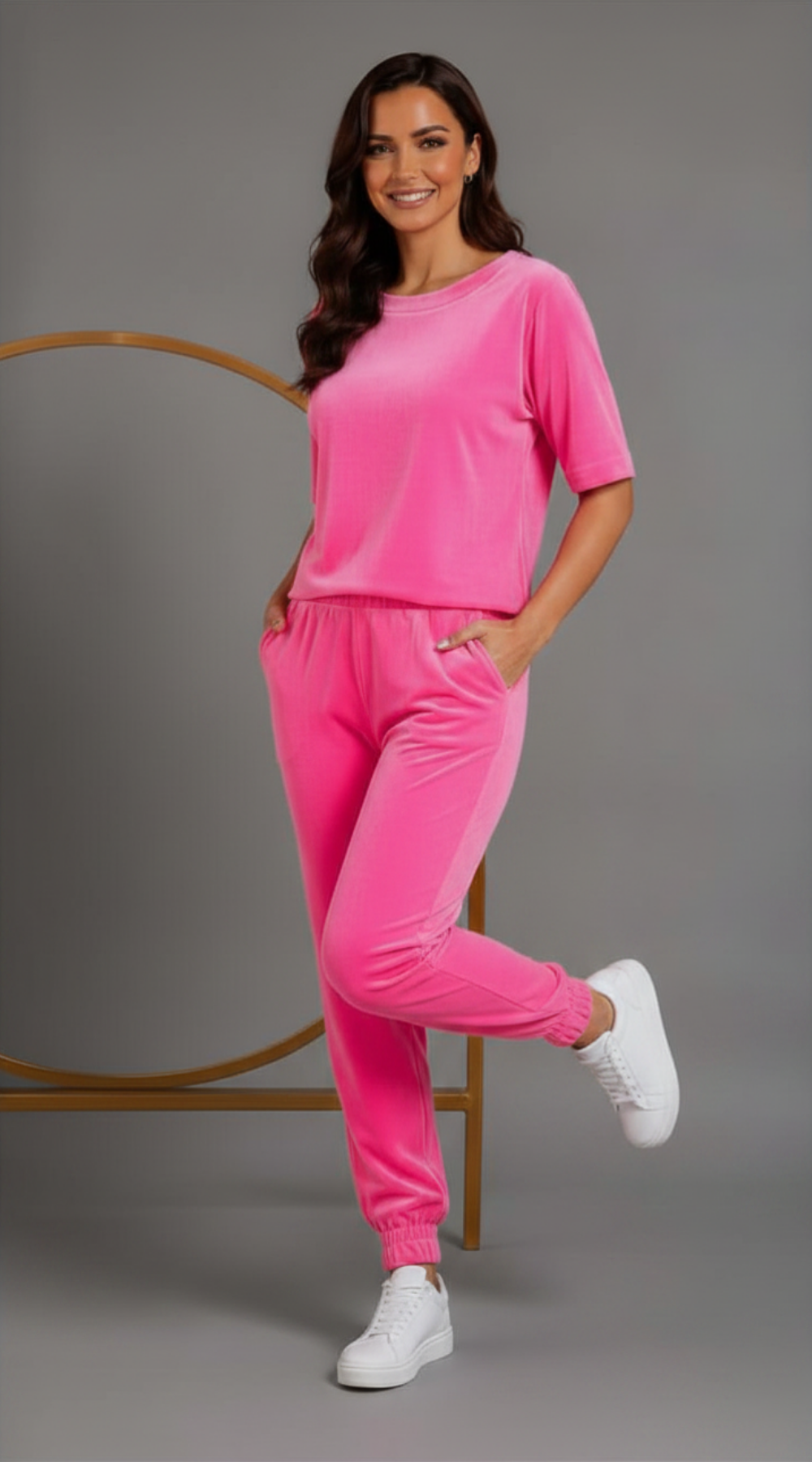 Wygodny elegancki dres damski Neonowy róż