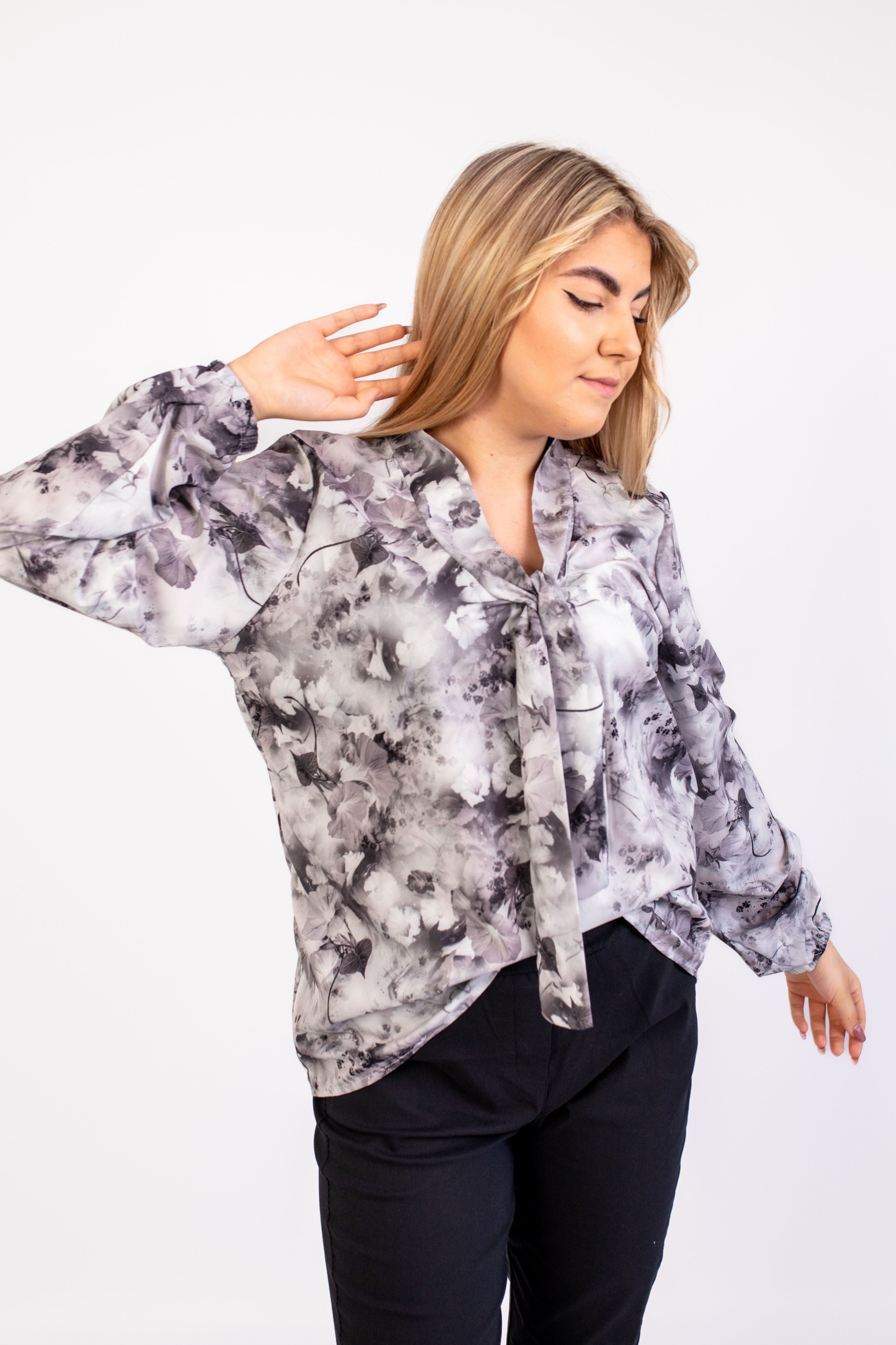 Elegancka modna szykowna bluzka z krawatem Wzór 5