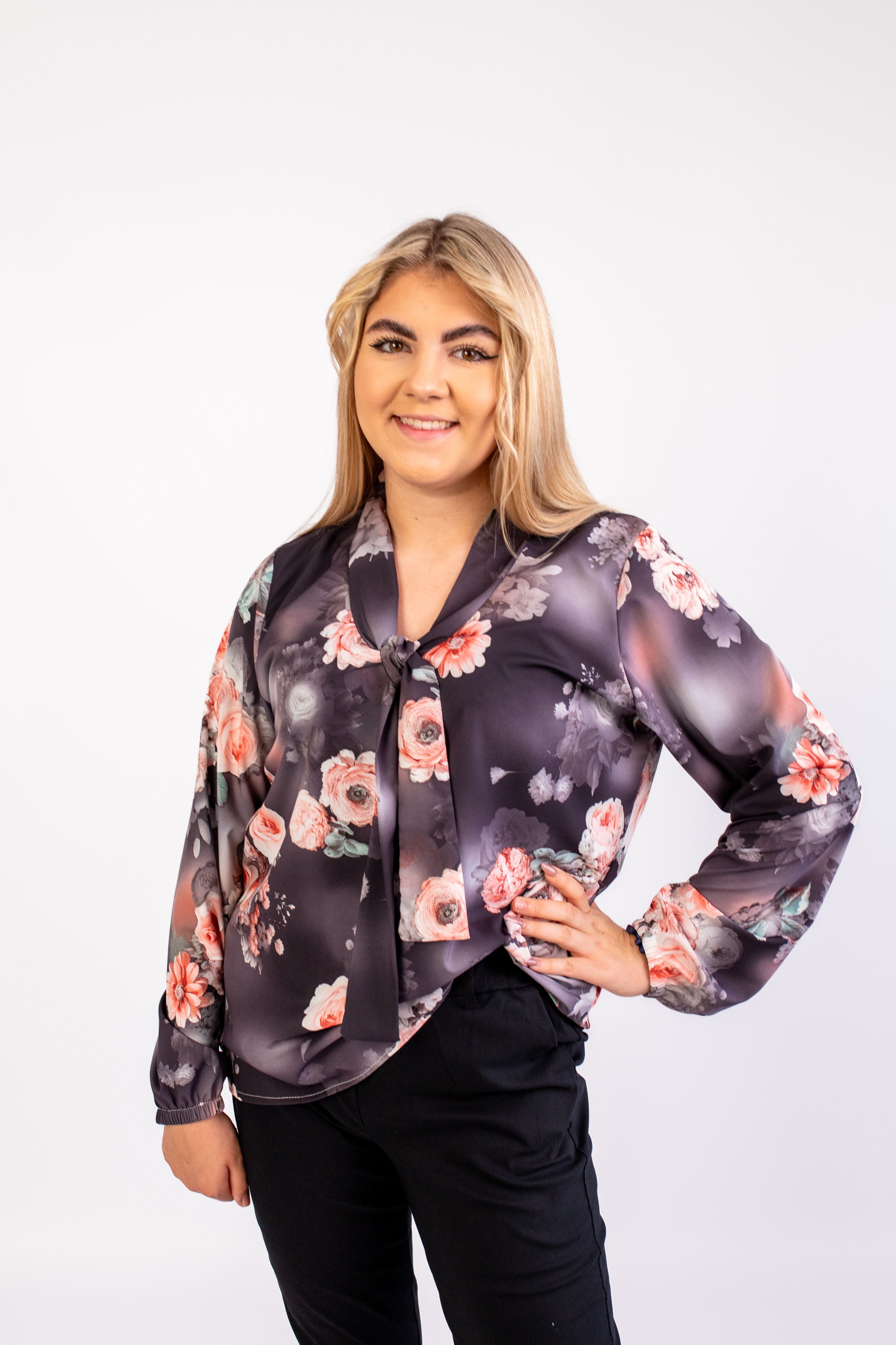 Elegancka modna szykowna bluzka z krawatem Wzór 6