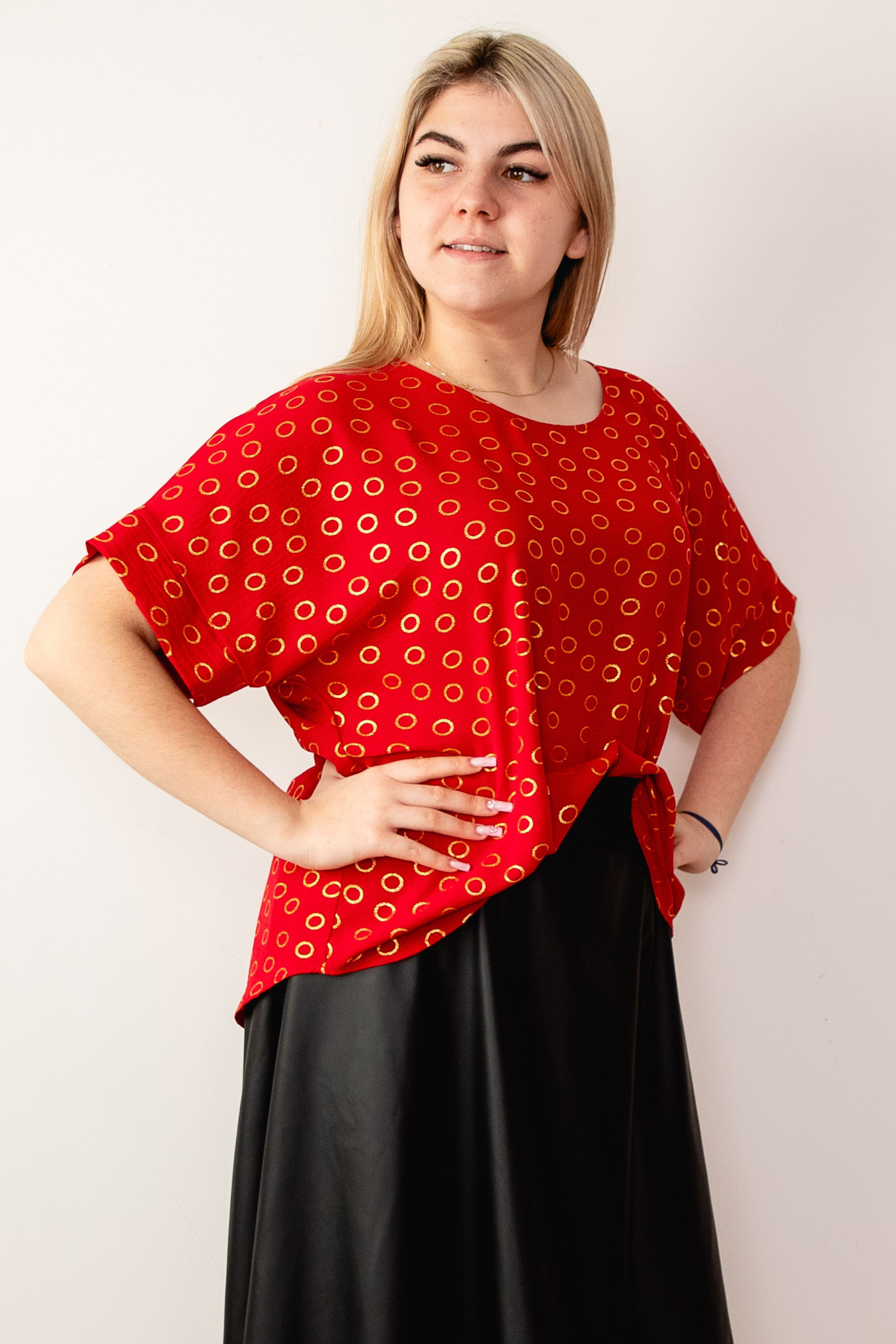 Elegancka codzienna bluzka damska Czerwony