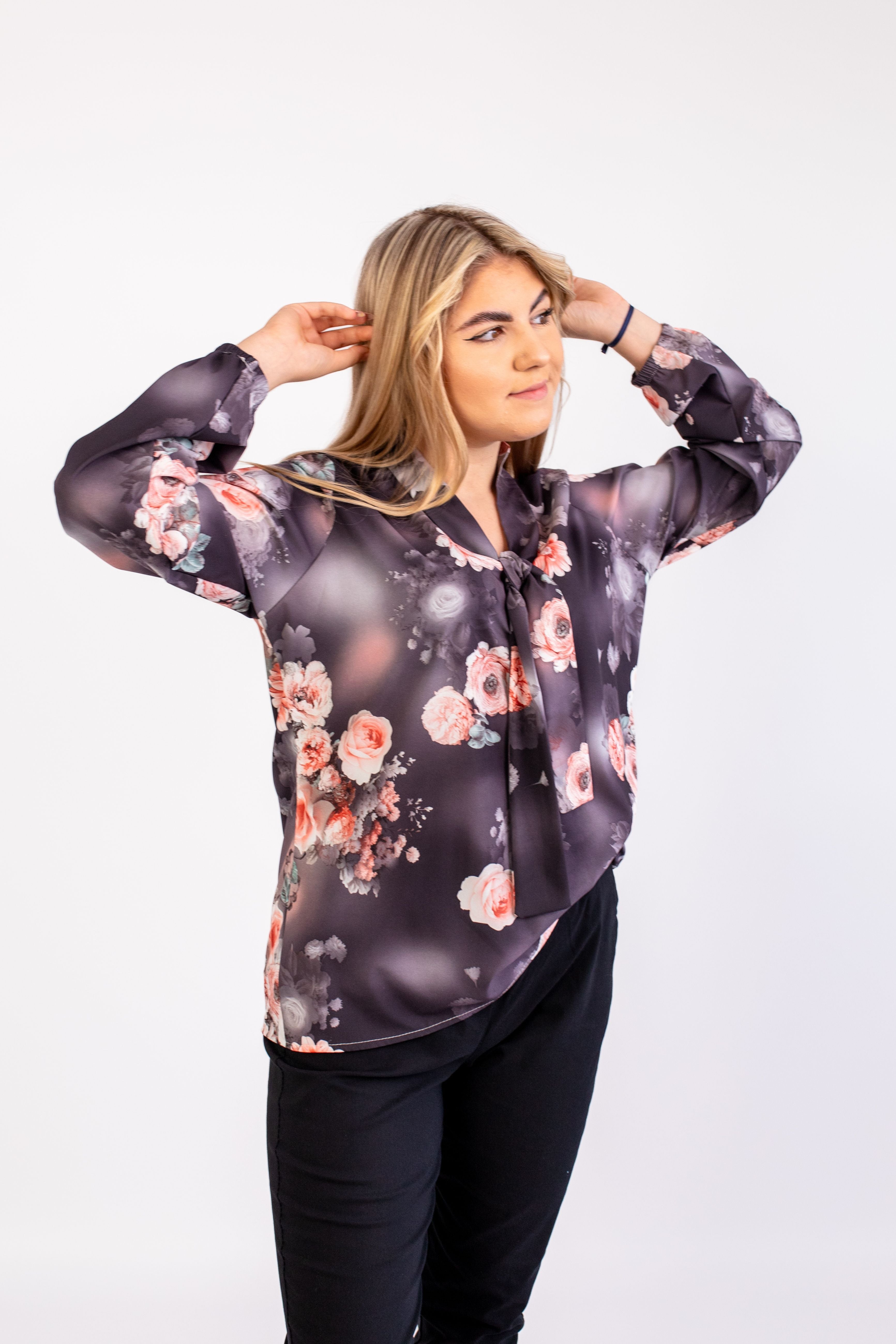 Elegancka modna szykowna bluzka z krawatem Wzór 6