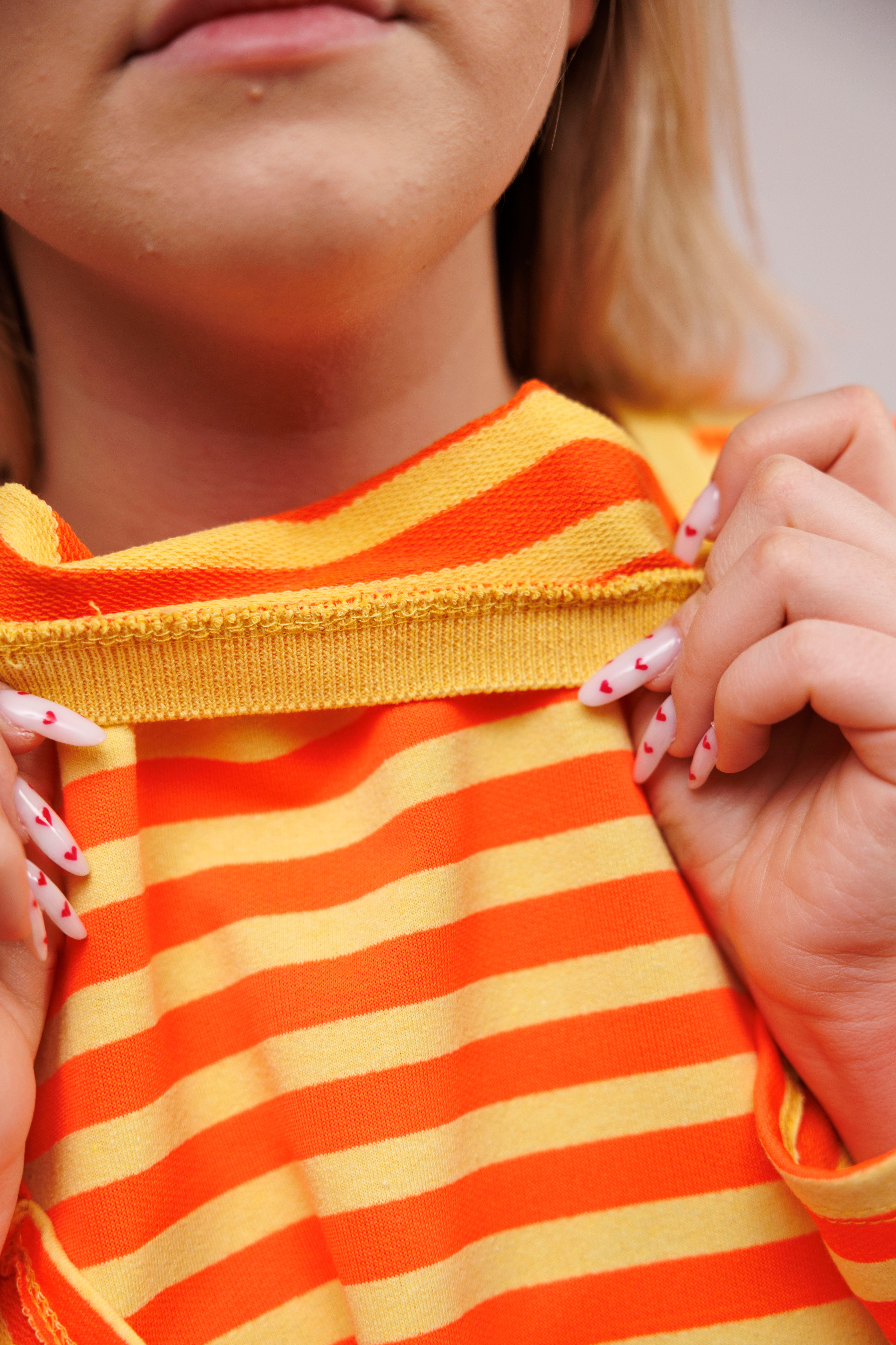 Casualowa bluza bawełniana w paski Pomarańczowo-Żółty