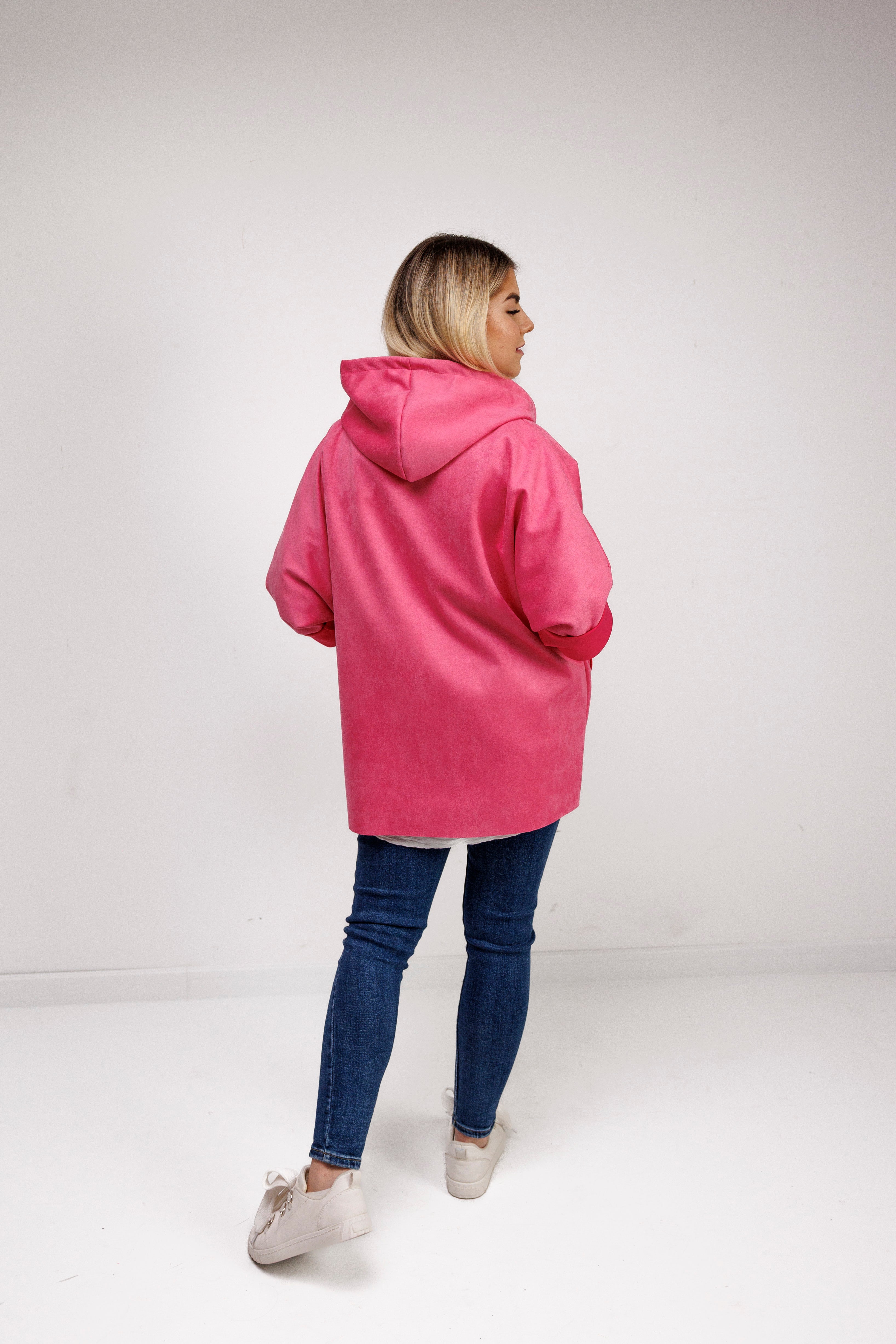 Katanka oversize z kapturem Fuksja