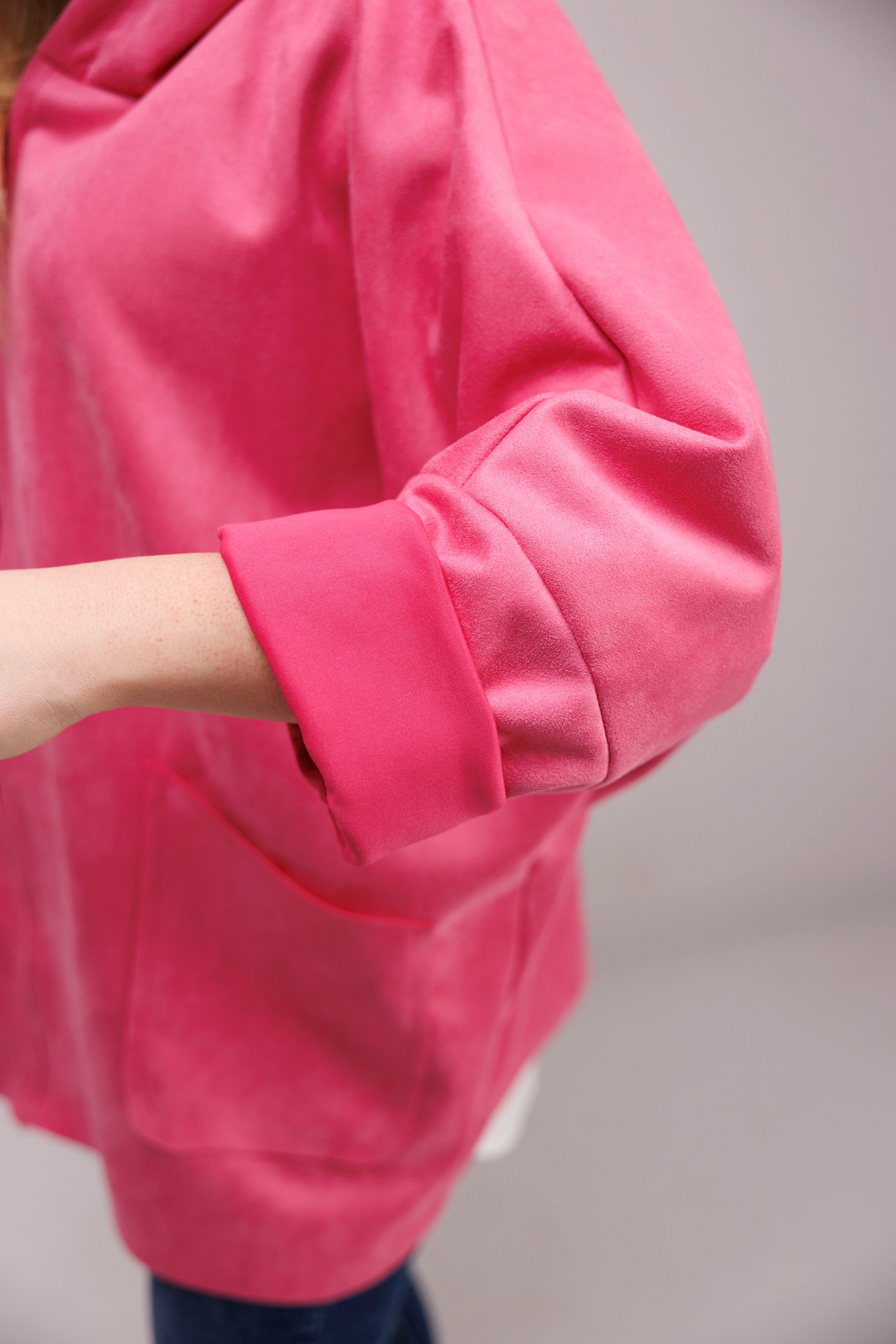 Katanka oversize z kapturem Fuksja