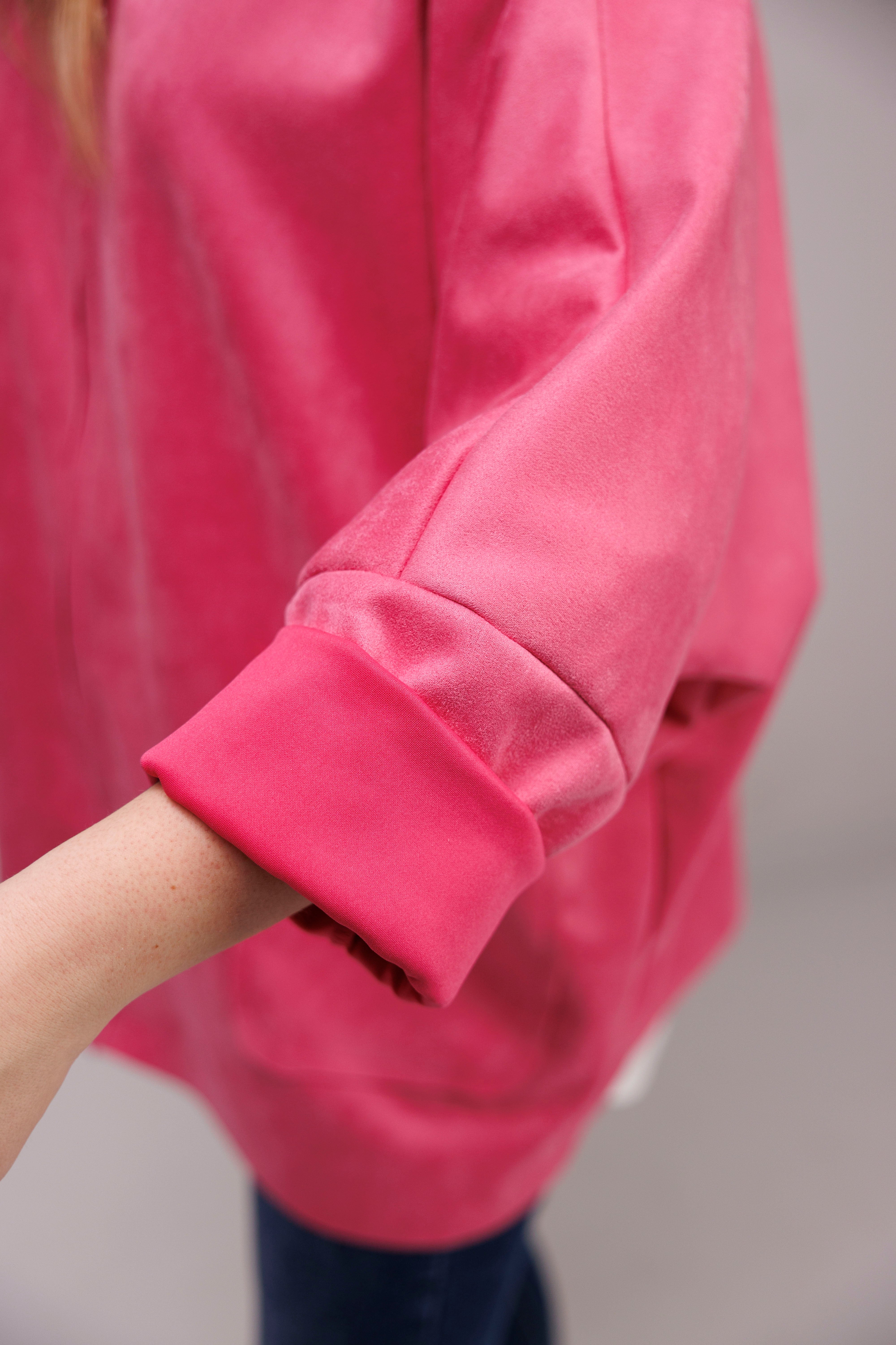 Katanka oversize z kapturem Fuksja