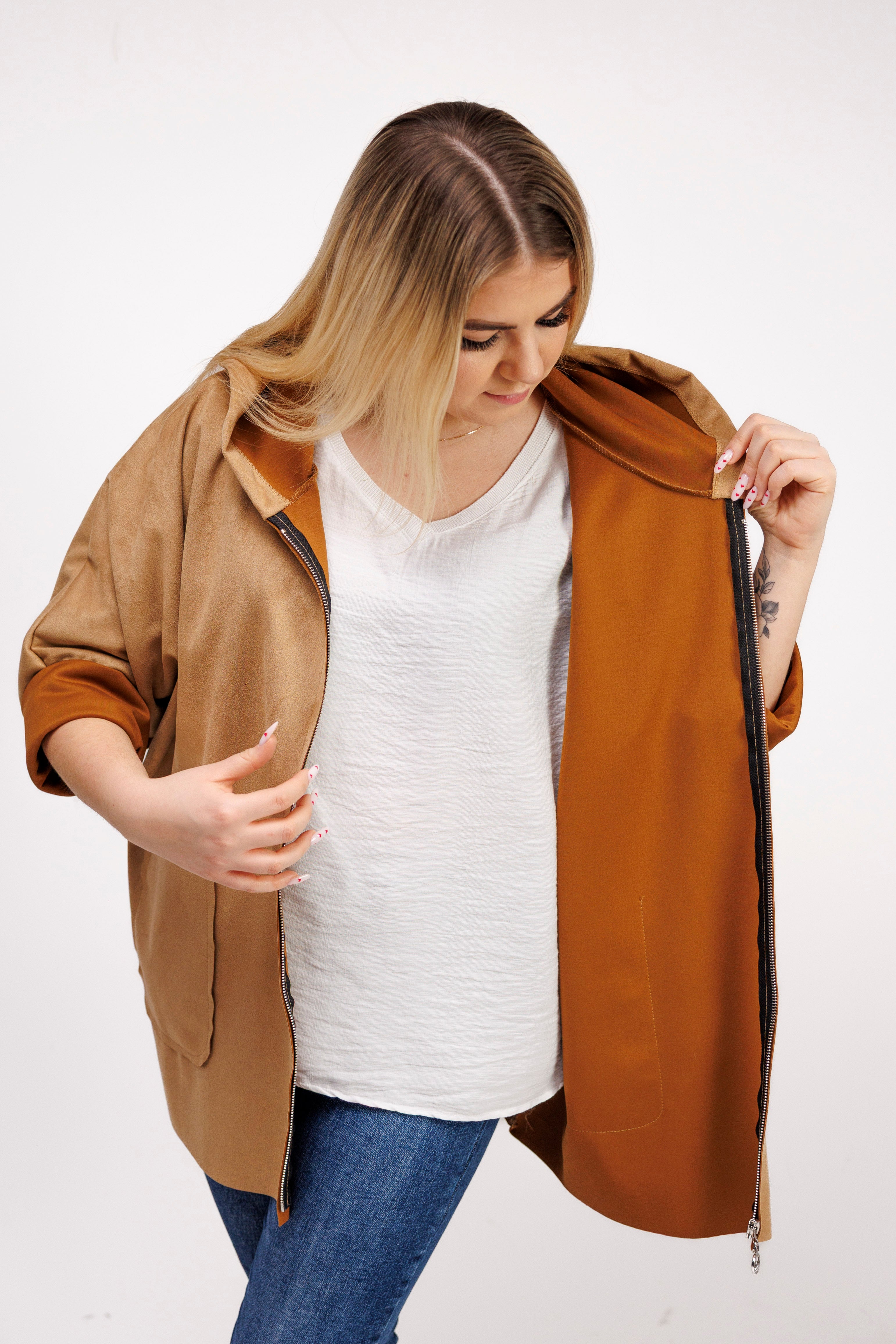 Katanka oversize z kapturem Camel