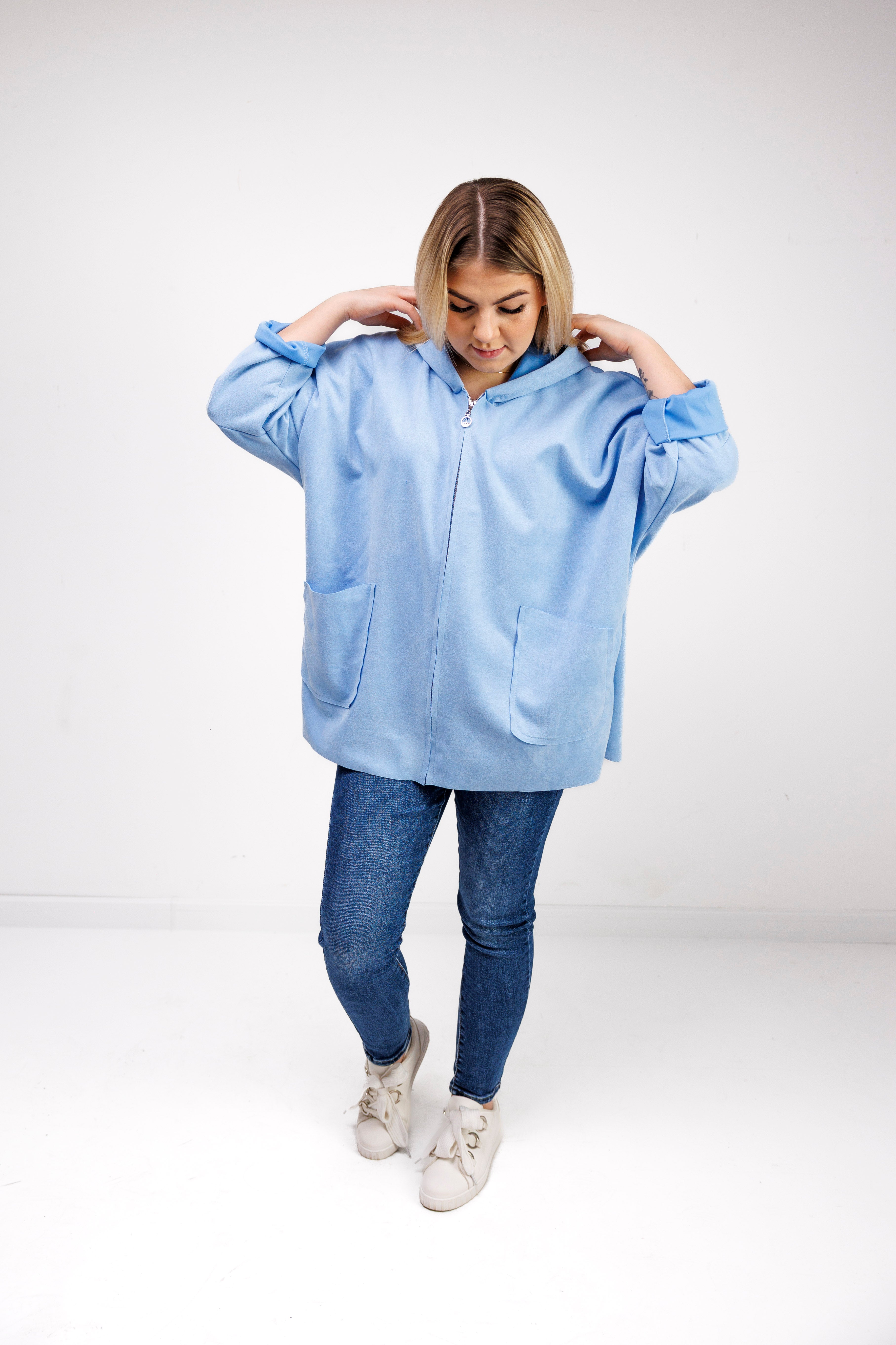 Katanka oversize z kapturem Błękit