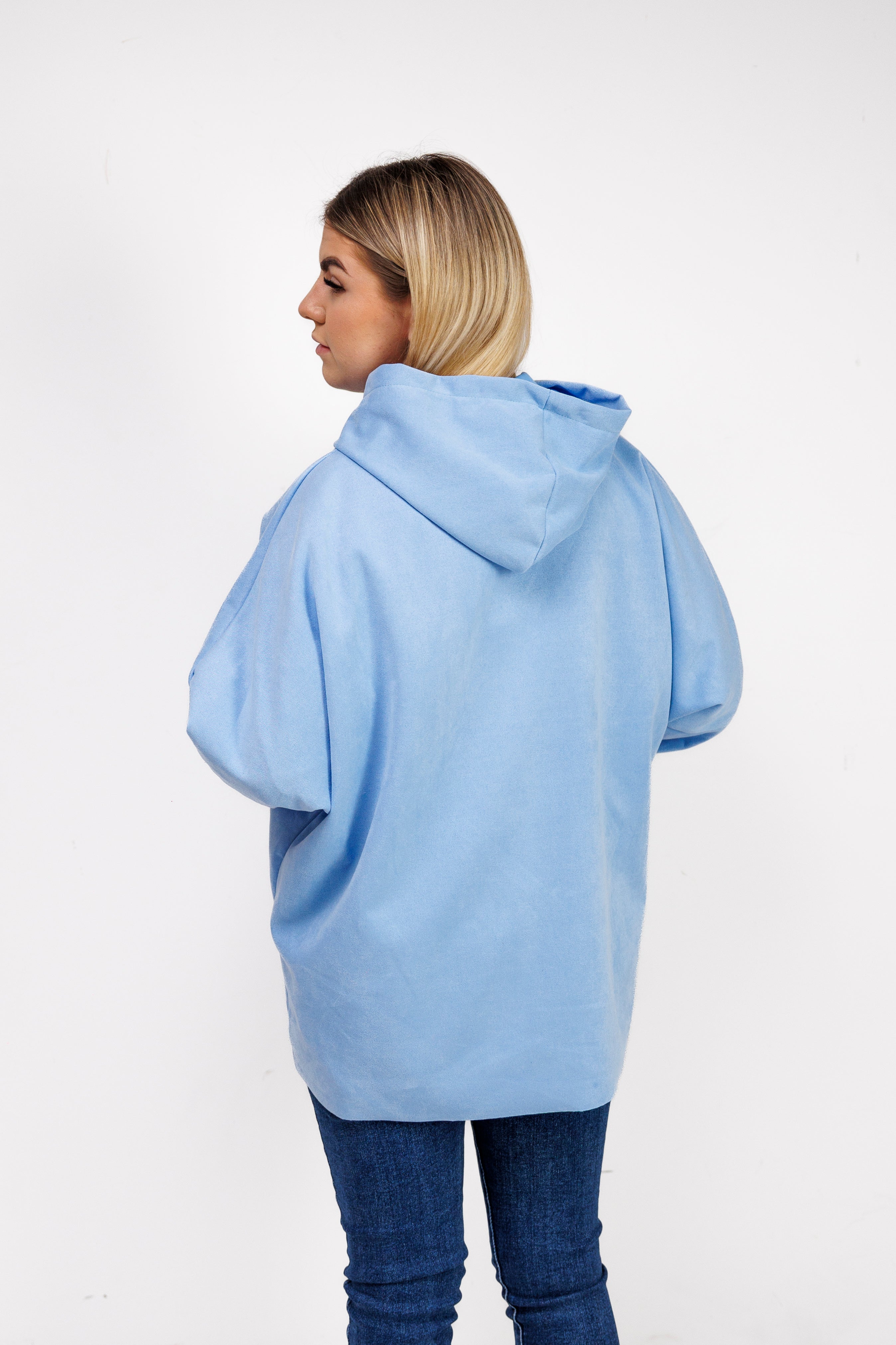 Katanka oversize z kapturem Błękit
