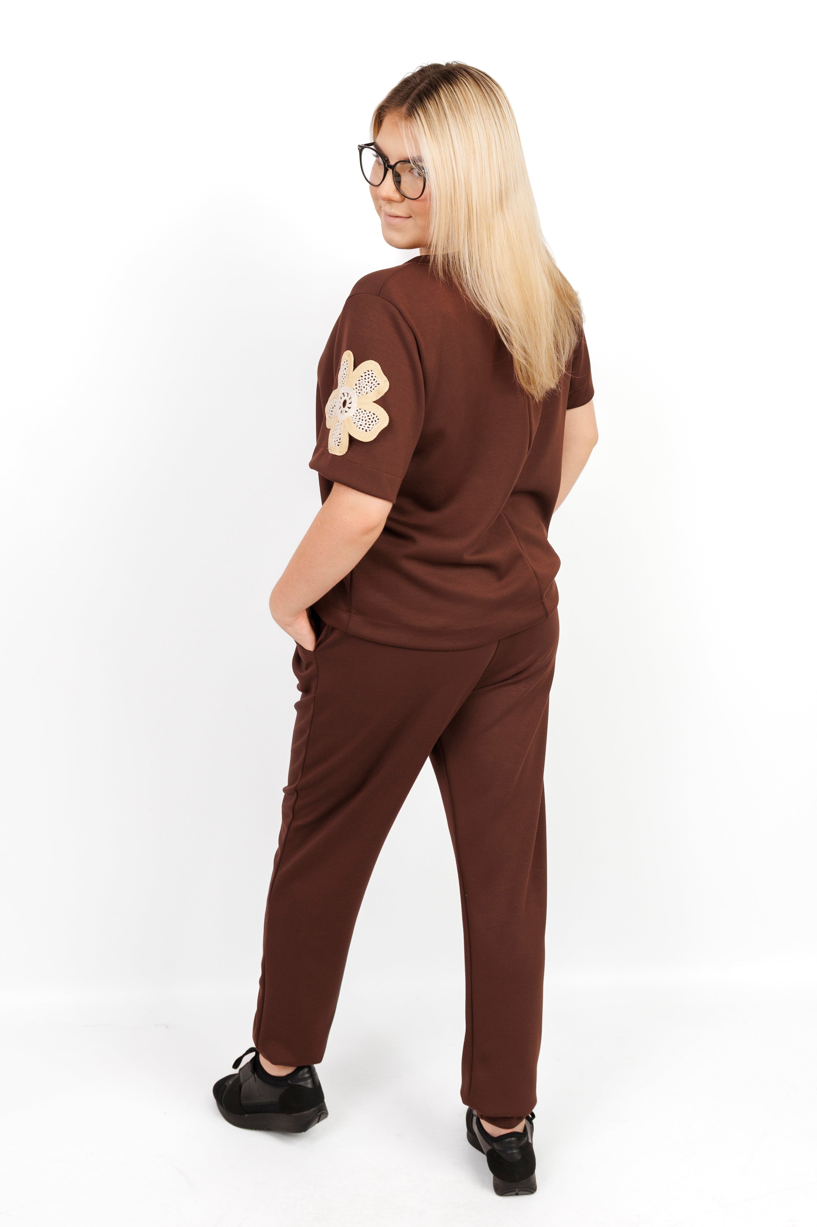 Damski dres z aplikacją kwiatową – 100% Masełko