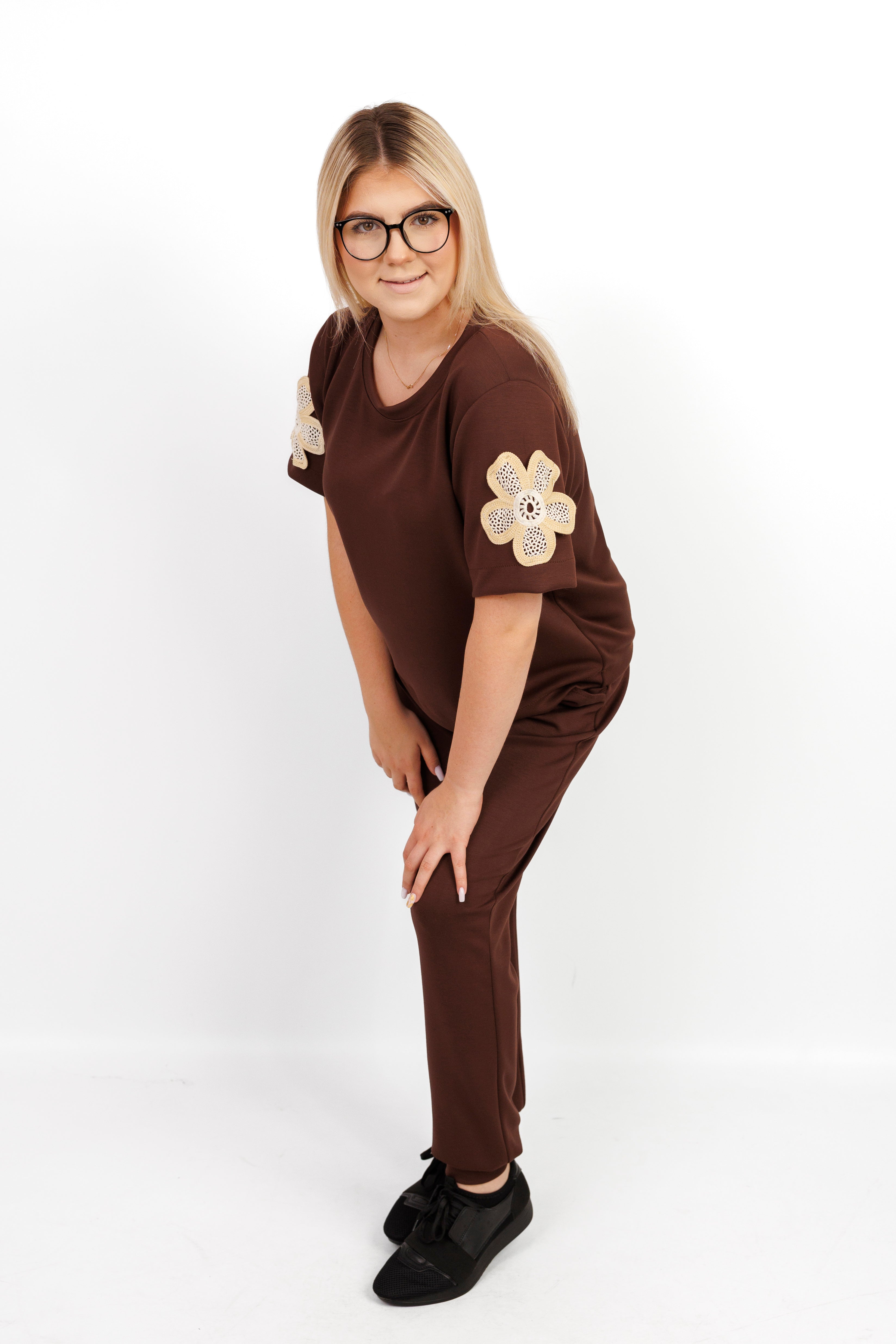 Damski dres z aplikacją kwiatową – 100% Masełko