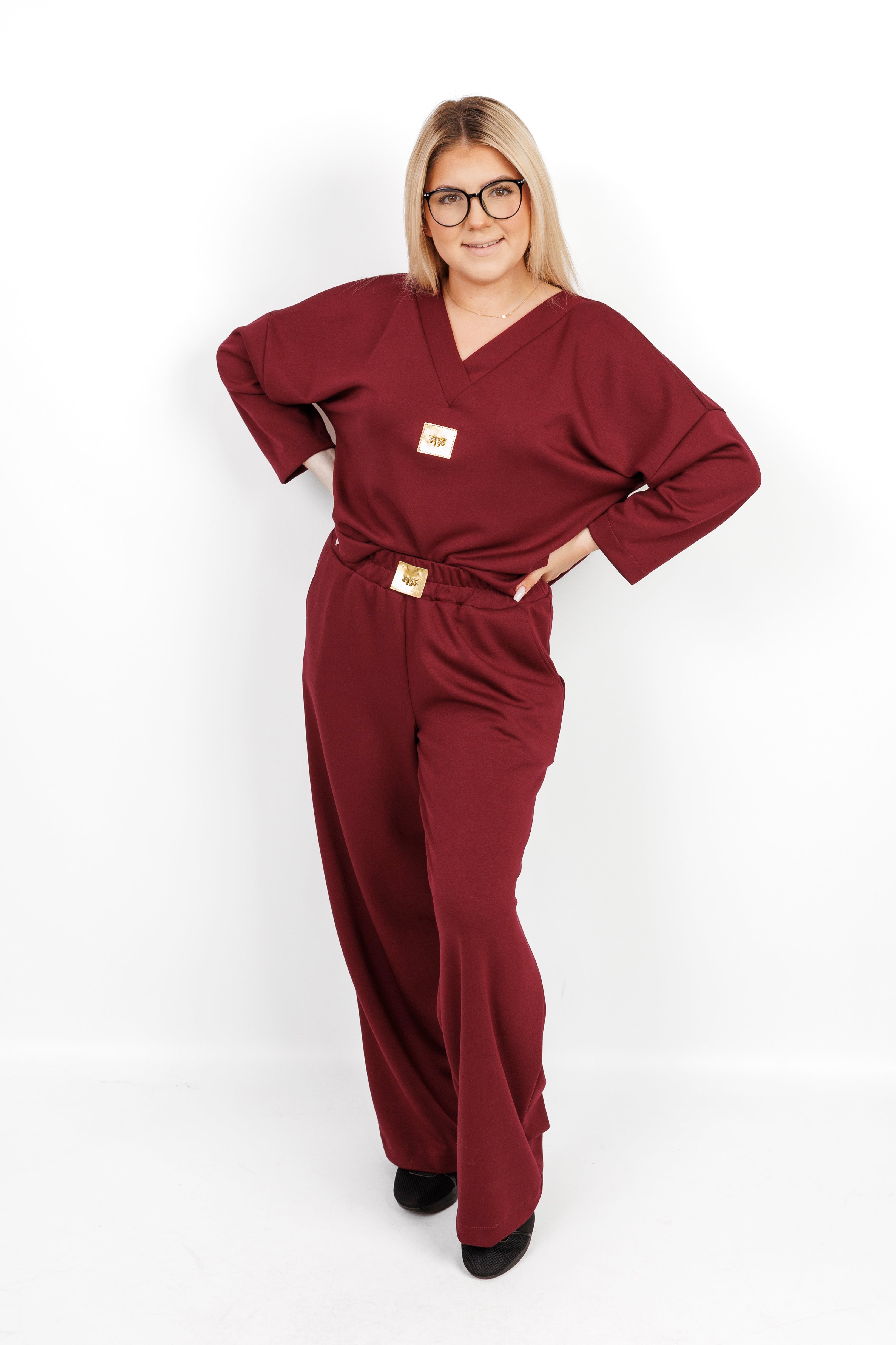 Stylowy damski dres 100% Masełko Bordo
