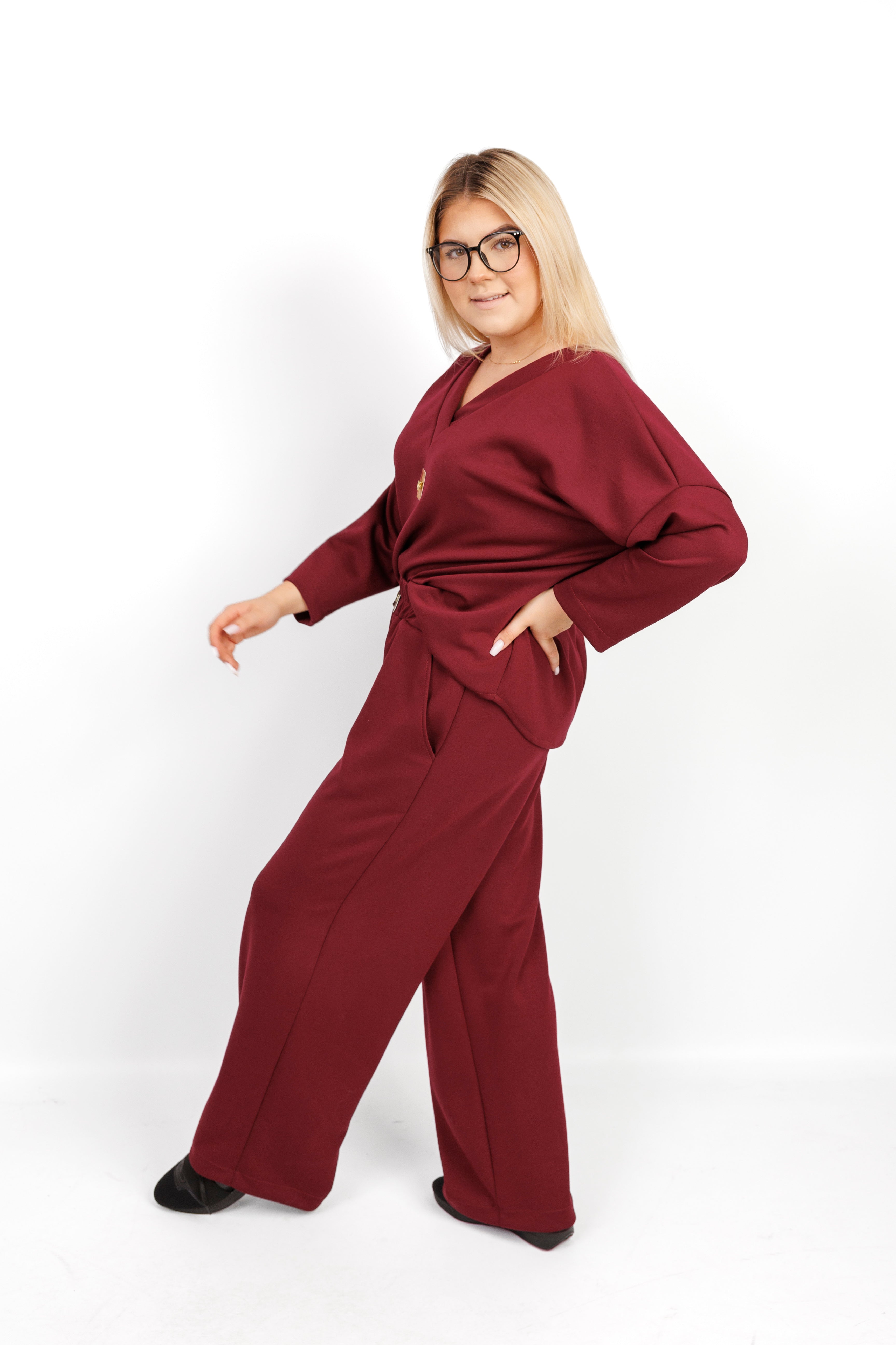 Stylowy damski dres 100% Masełko Bordo