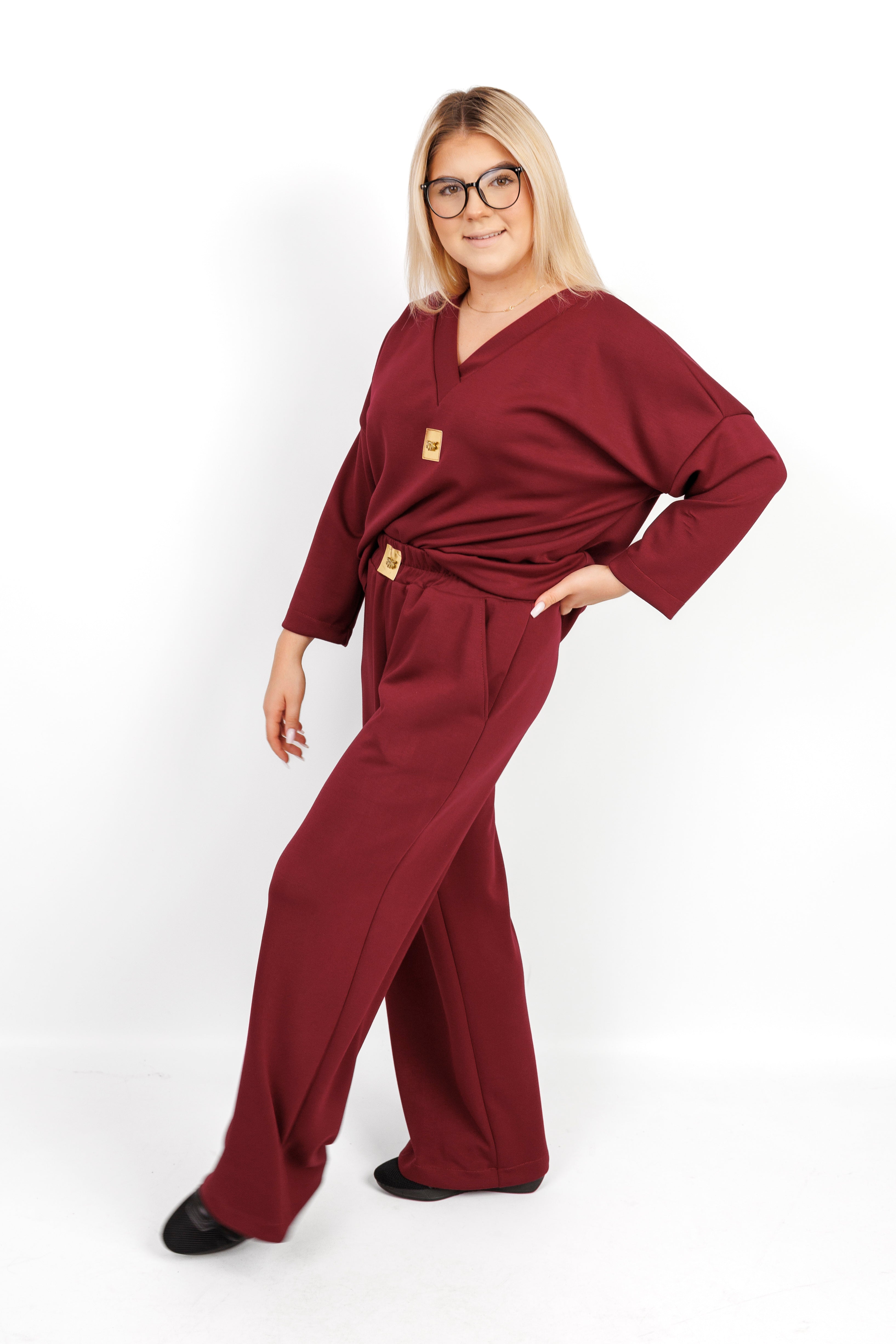Stylowy damski dres 100% Masełko Bordo