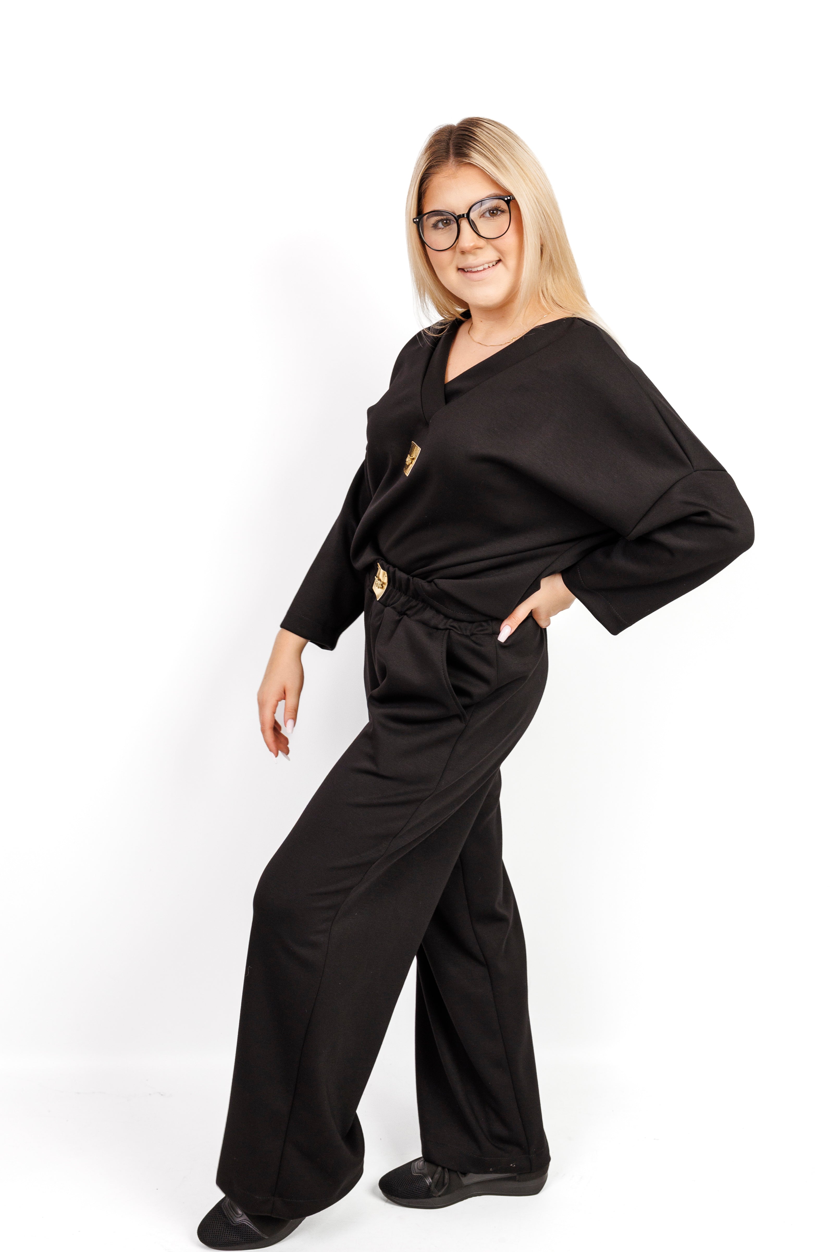 Stylowy damski dres 100% Masełko Czarny