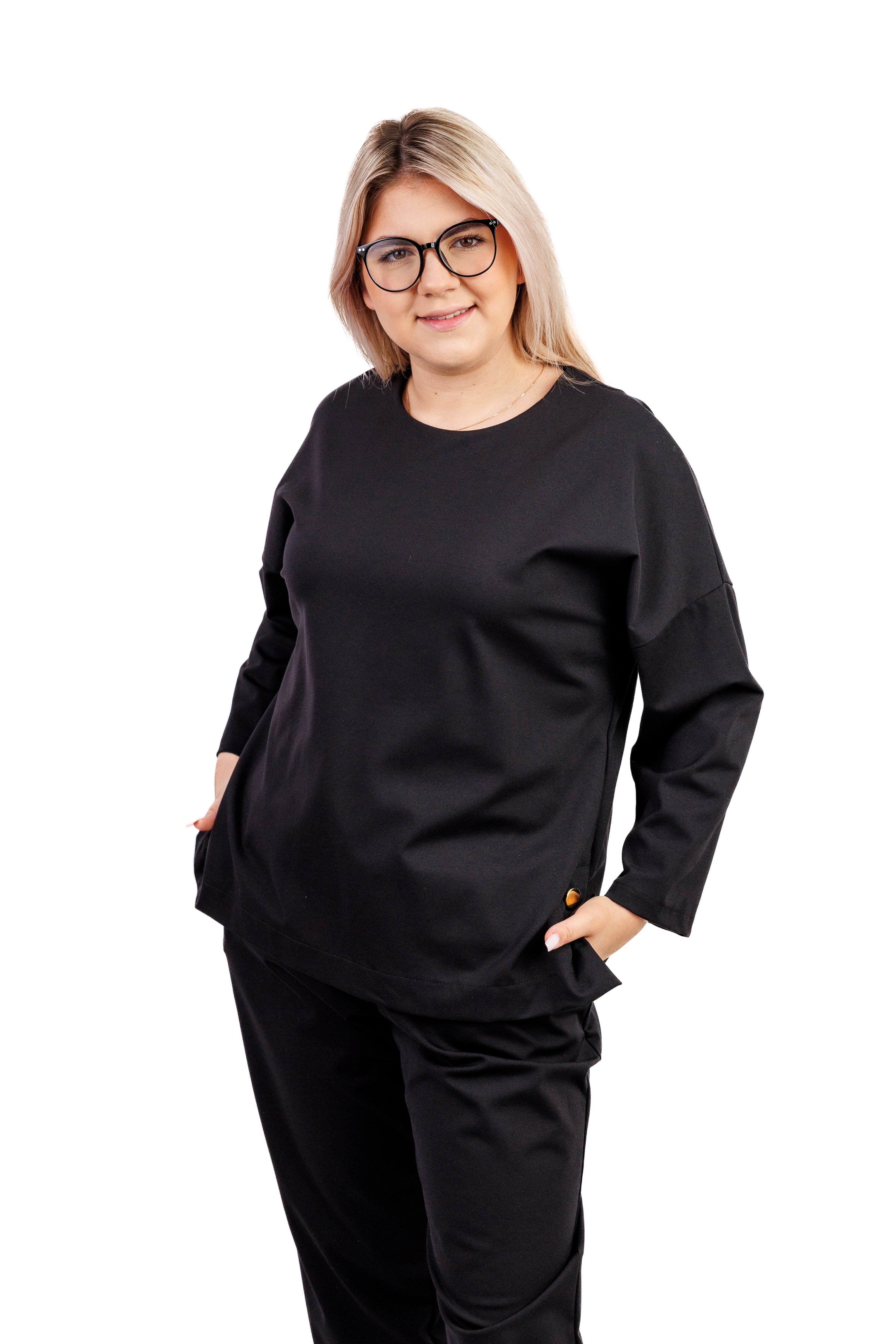 Komplet elegancki z materiału Czarny
