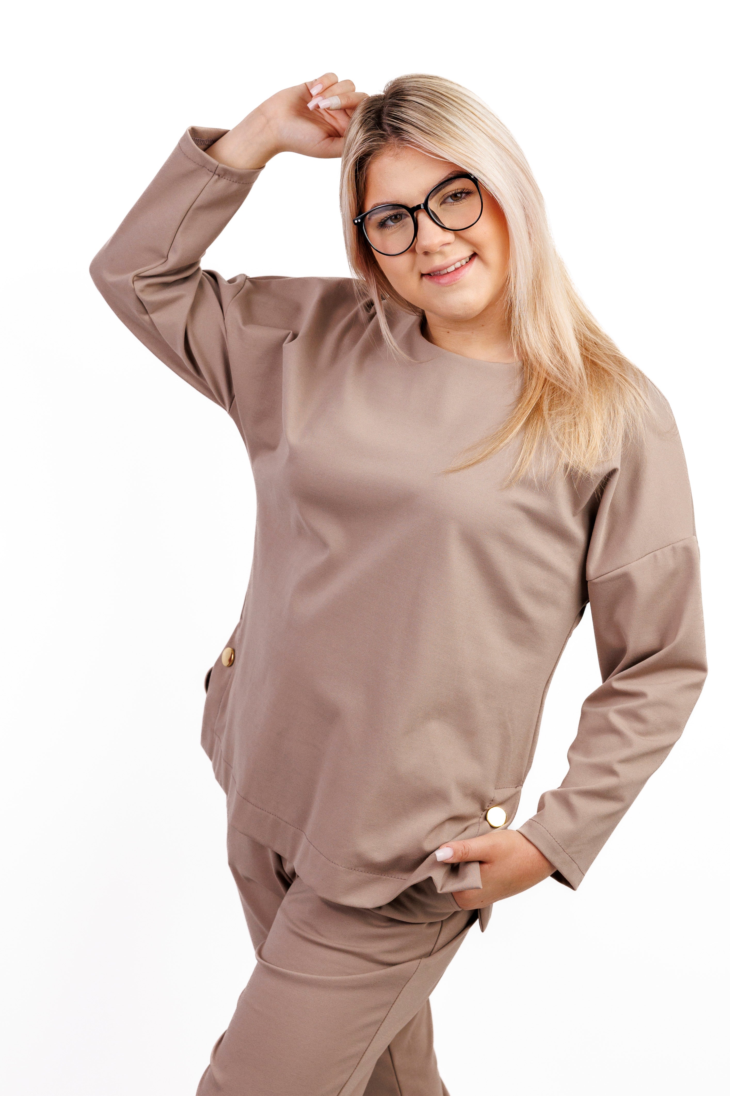 Komplet elegancki z materiału Fango