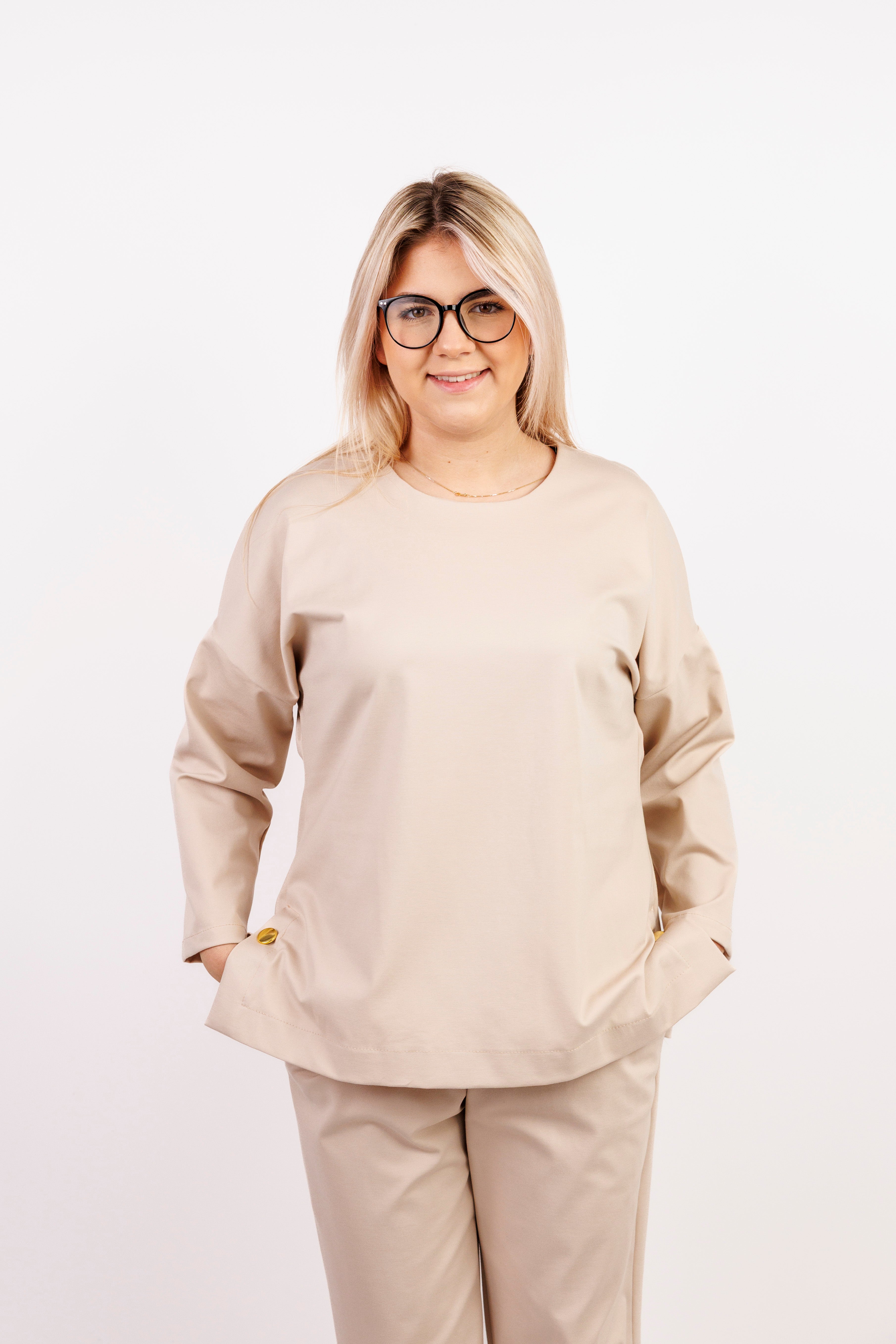 Komplet elegancki materiału Jasny beż