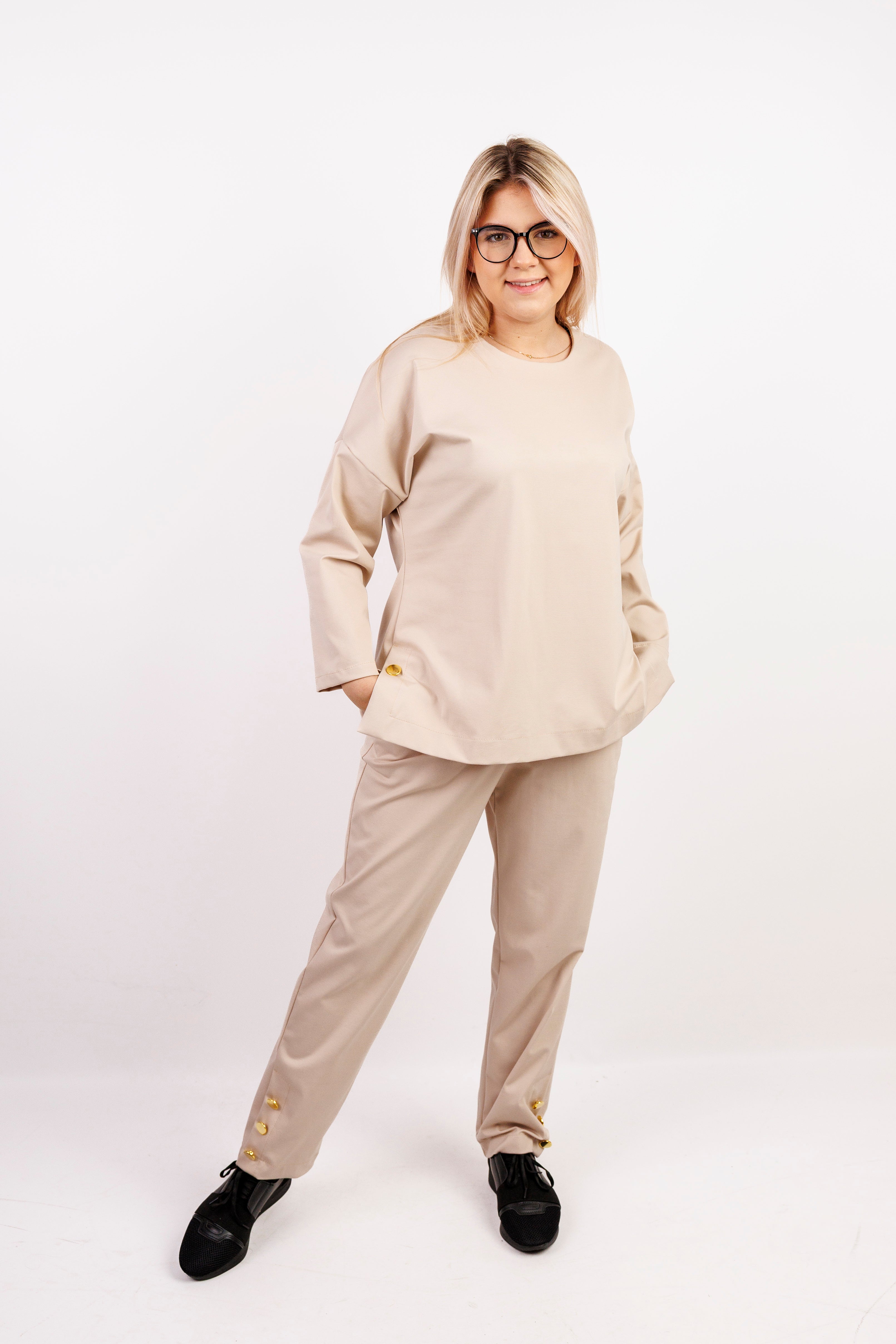 Komplet elegancki materiału Jasny beż