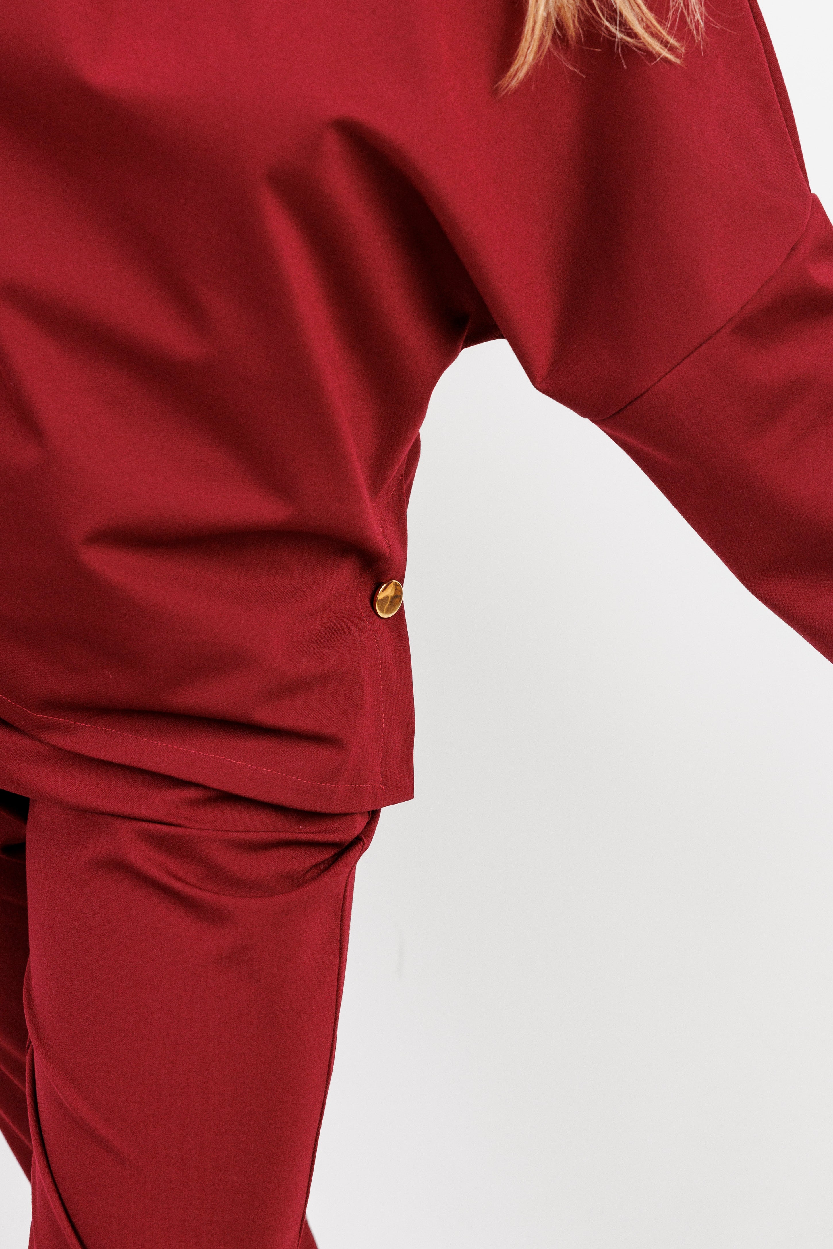 Komplet elegancki z materiału Bordo