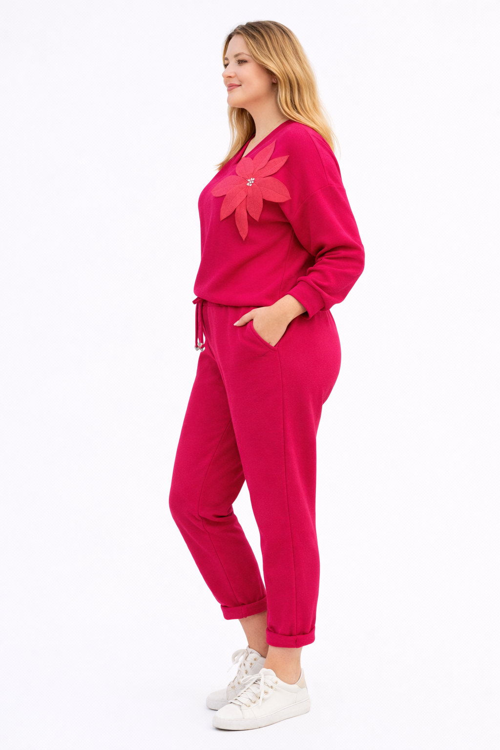 Elegancko-sportowy kobiecy dres Fuksja