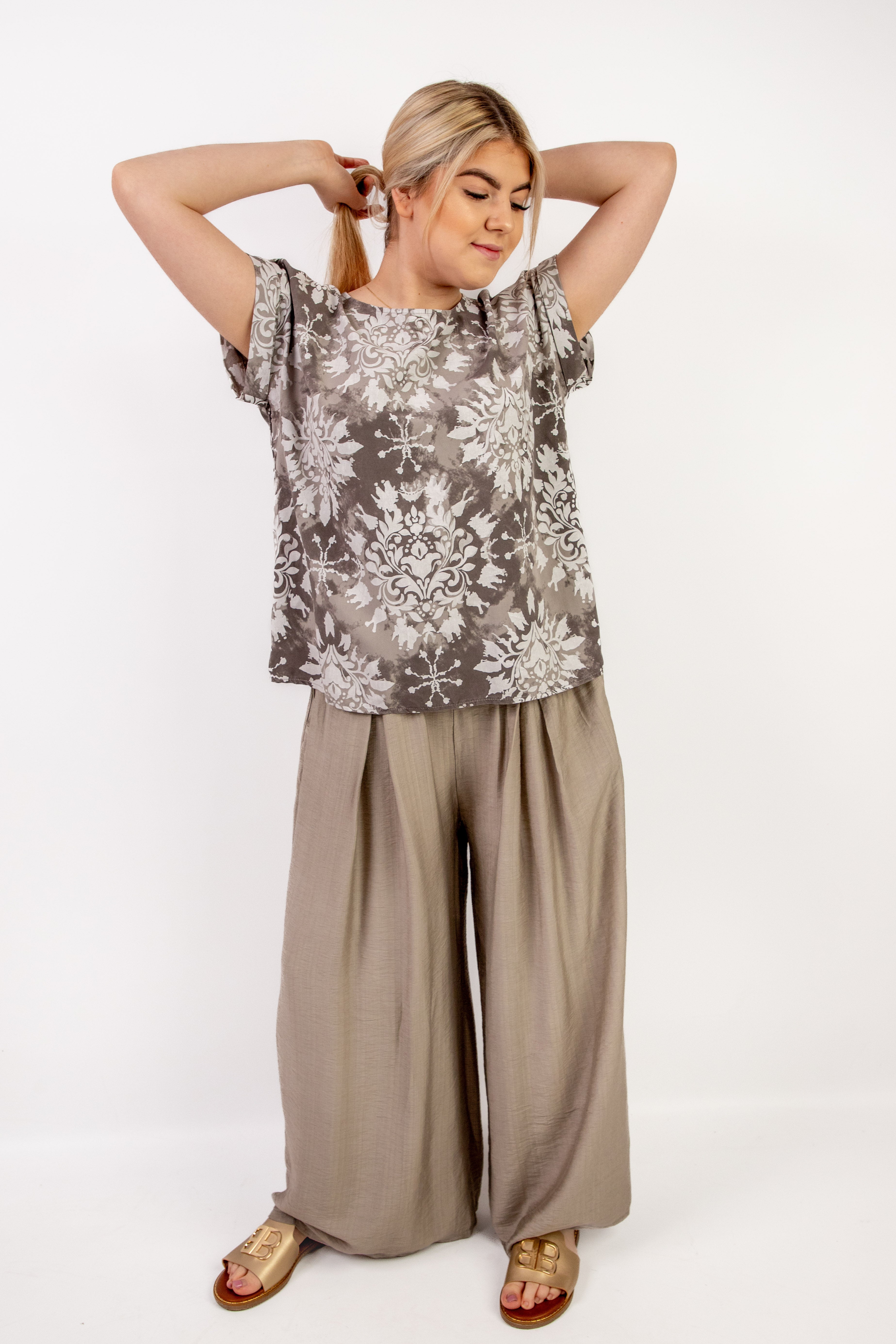 Włoska bluzka damska z krótkim rękawem z 100% wiskozy Wzór 3